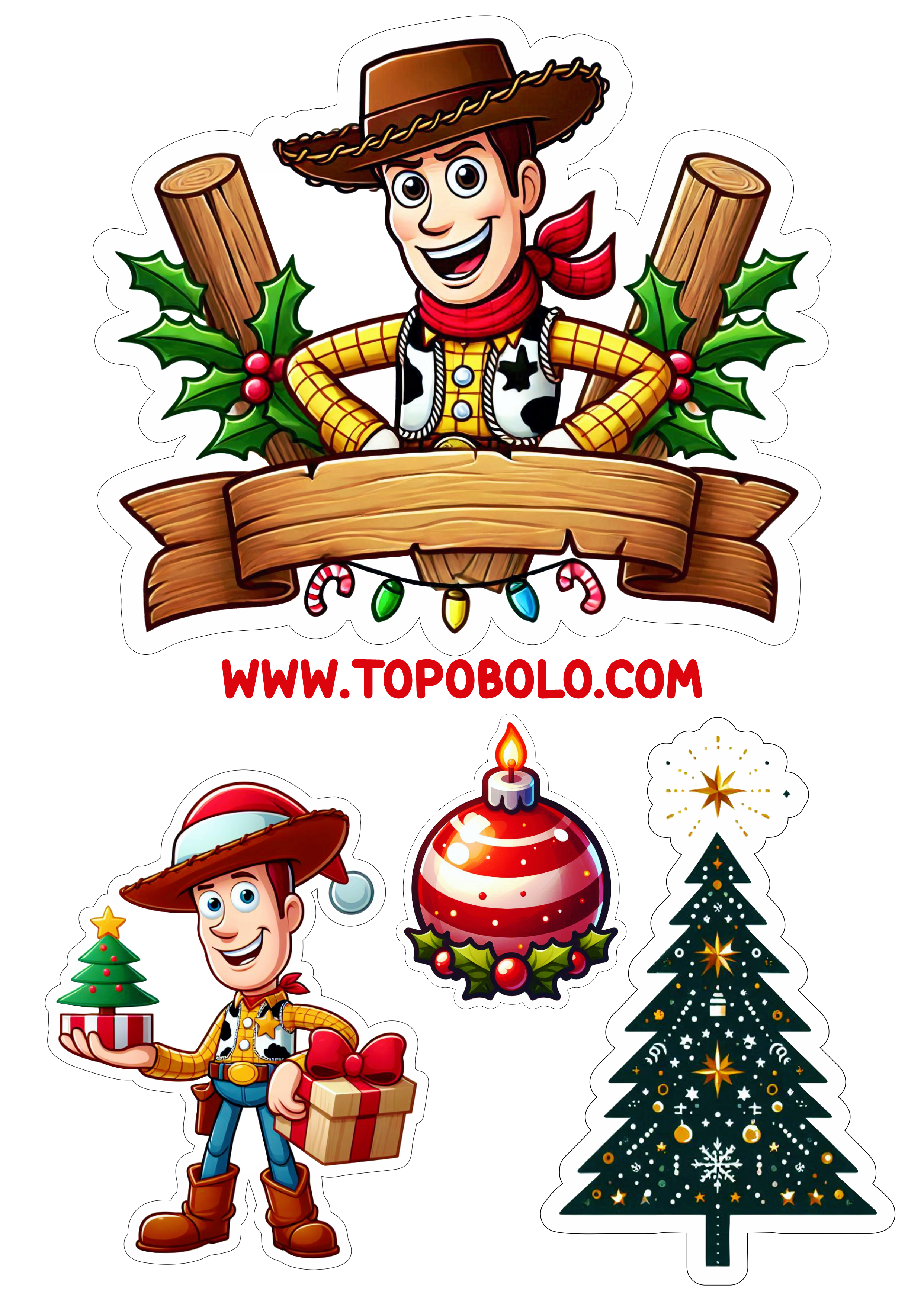 Topo de bolo de natal Toy Story xerife aniversário com tema infantil artes gráficas design png