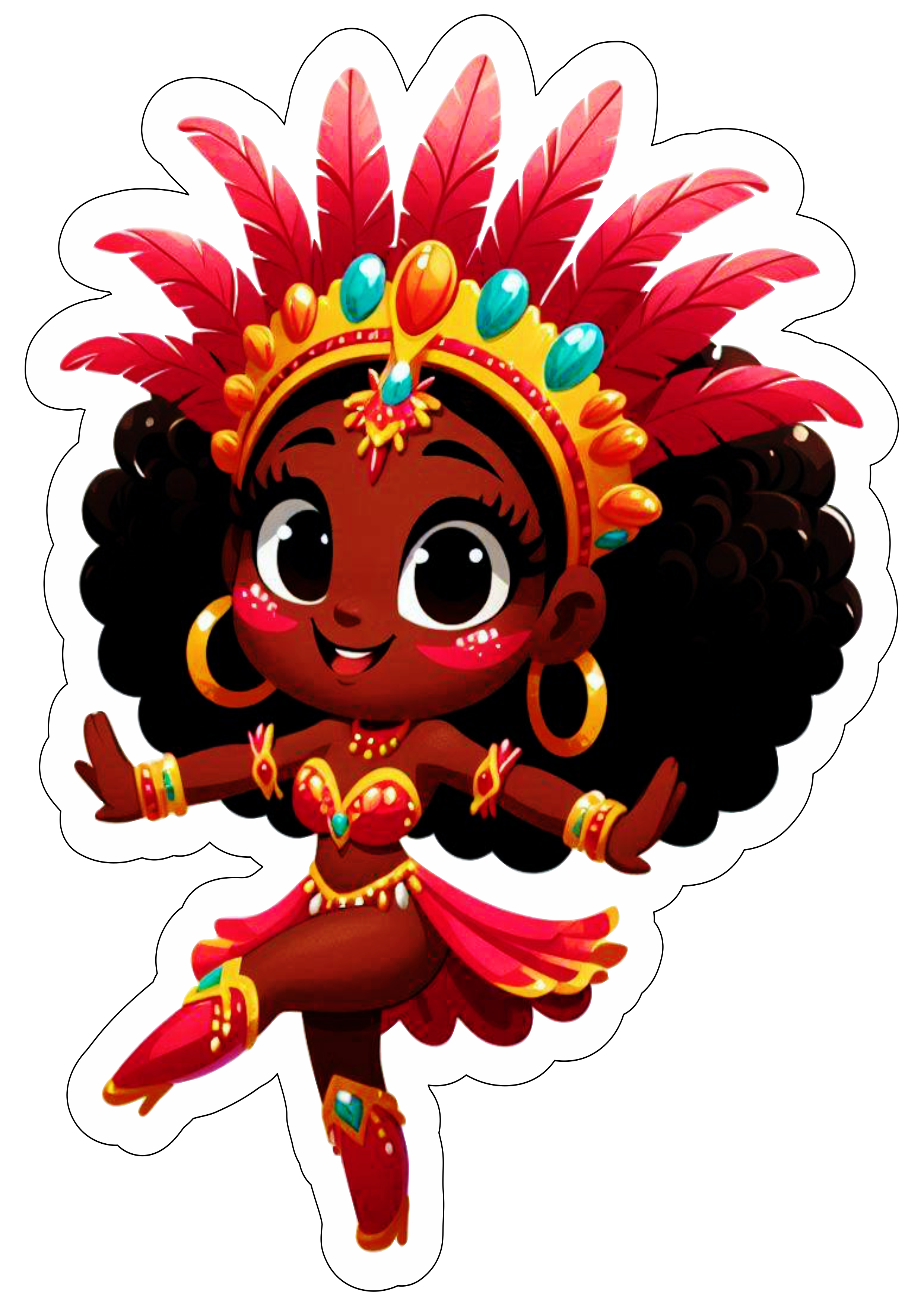 Carnaval 2025 mulher fantasiada desenho fofinho com contorno roda de samba artigos personalizados de papelaria ilustração png