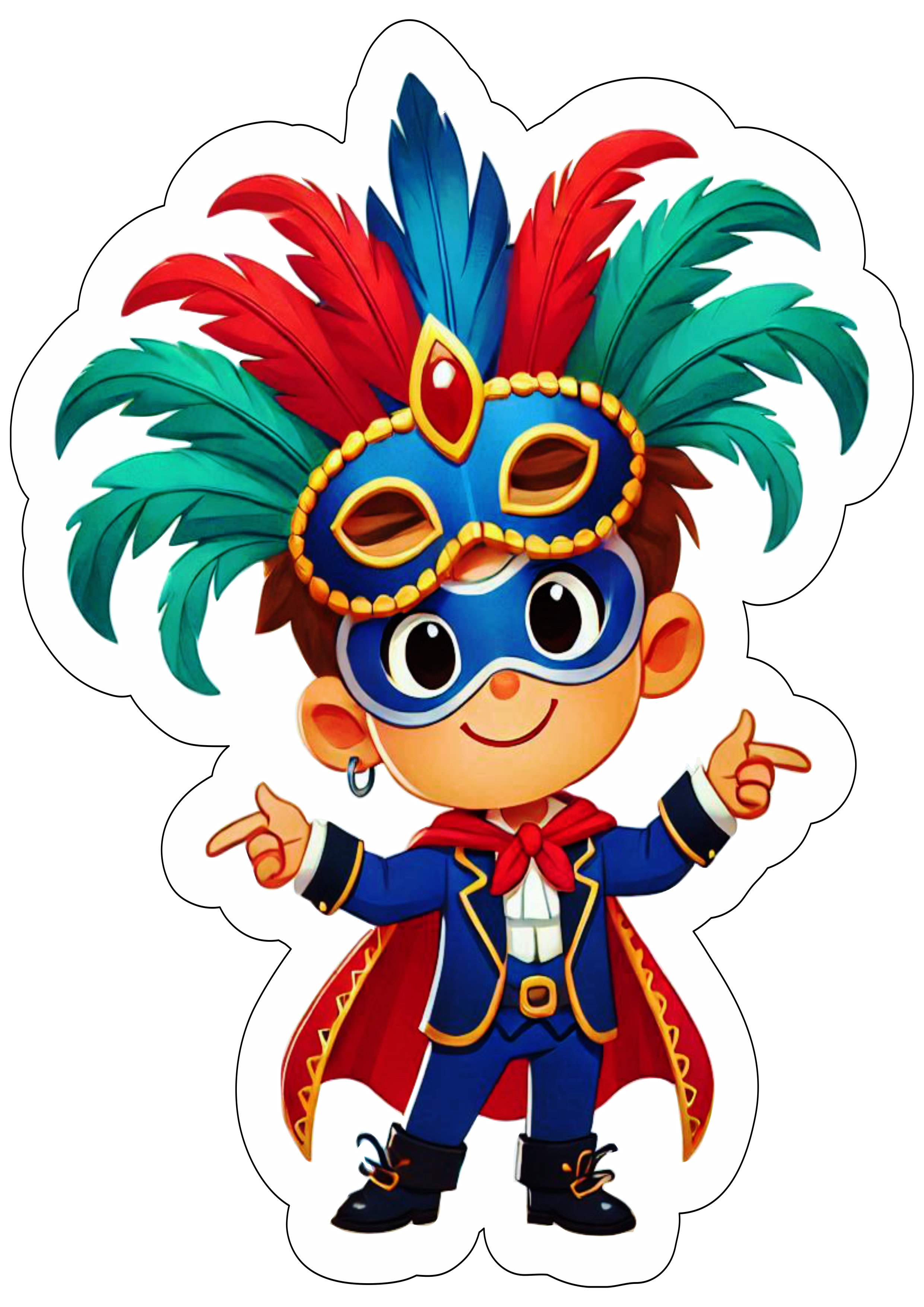 Desenho simples menino com fantasia de carnaval png