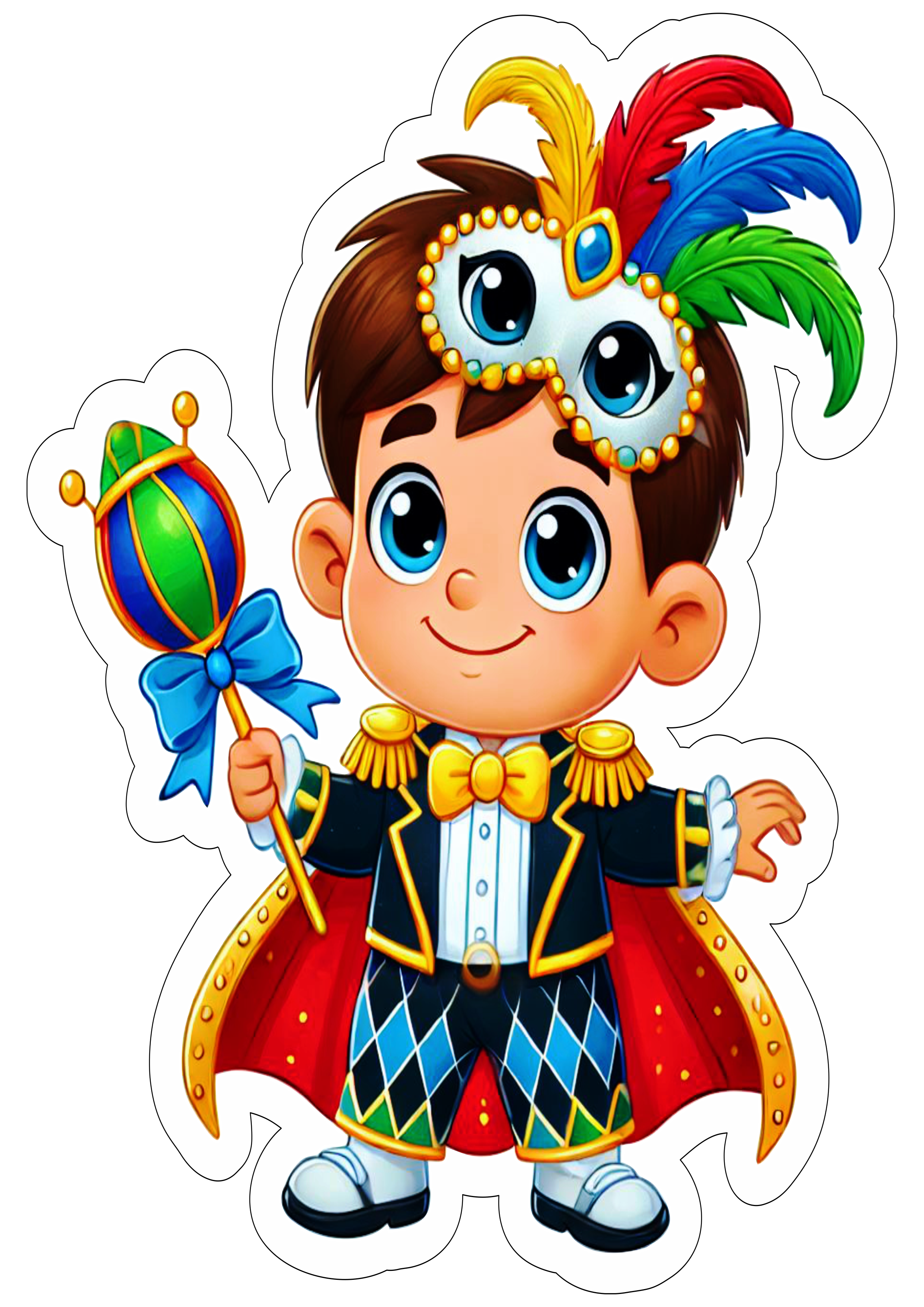 Desenho simples menino com fantasia de carnaval fundo transparente png