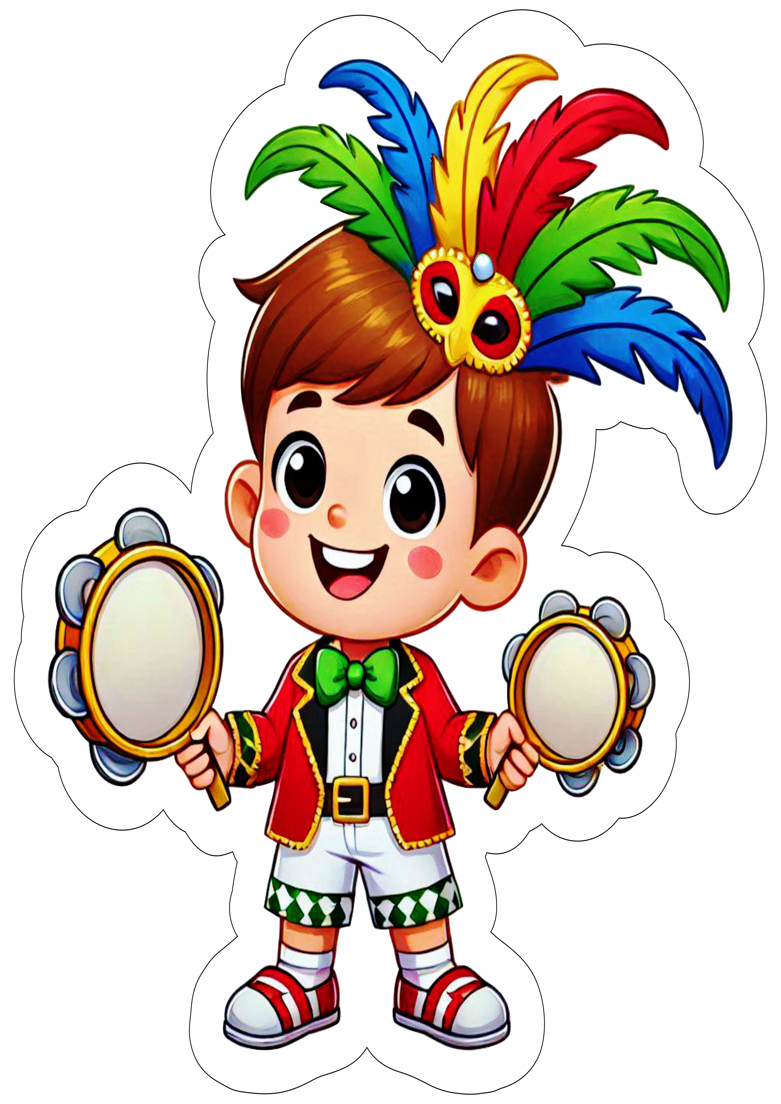 Desenho simples menino com fantasia de carnaval fundo transparente com contorno png