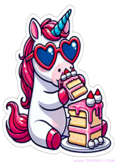 desenho simples unicornio com bolo de aniversário