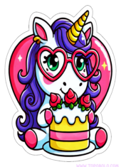 desenho simples unicornio com bolo de aniversário1