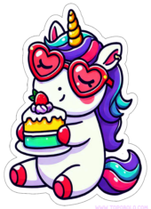 desenho simples unicornio com bolo de aniversário2