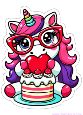 desenho simples unicornio com bolo de aniversário3