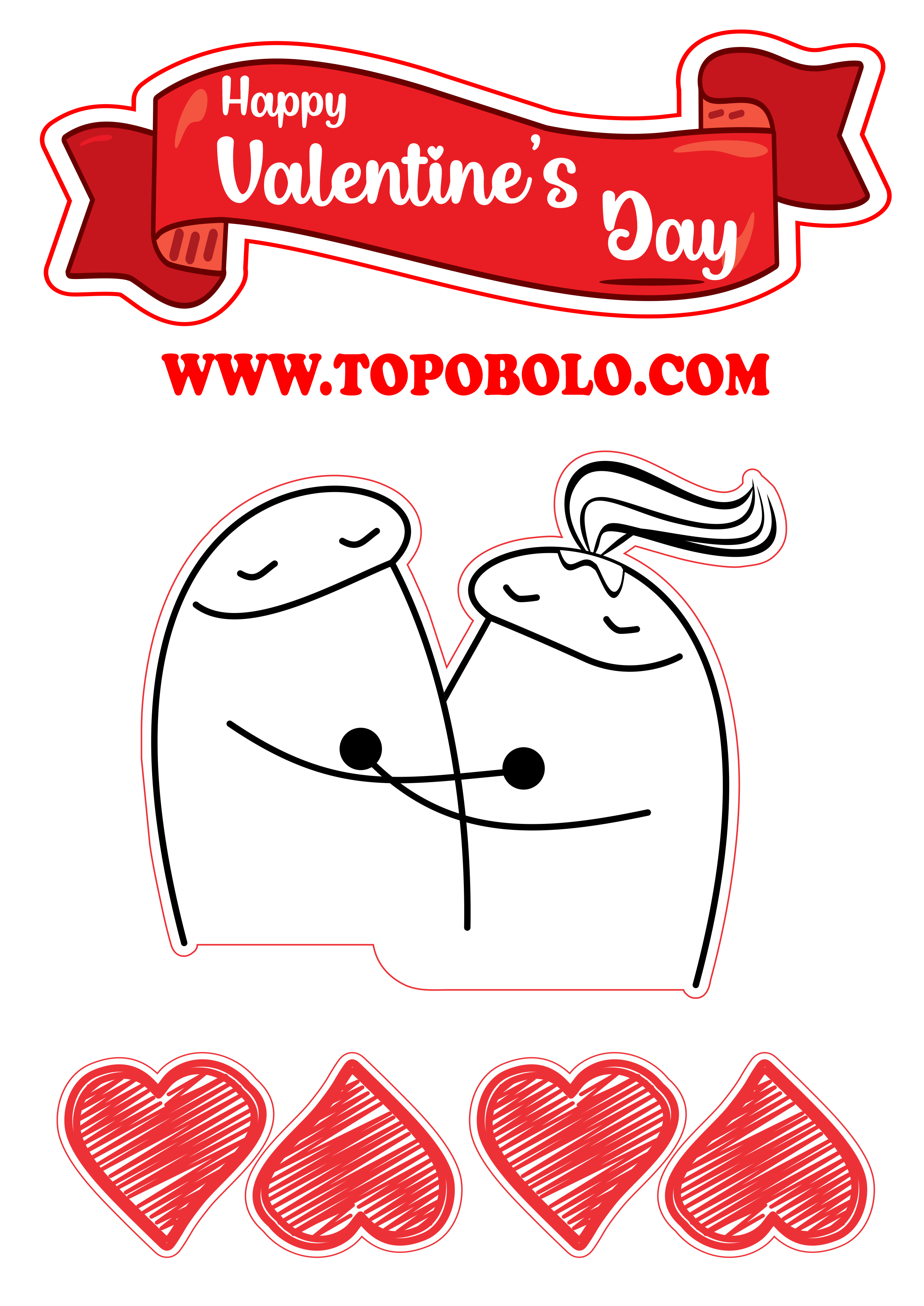 Topper cake Happy Valentines Day flork of cows heart girlfriend and boyfriend png