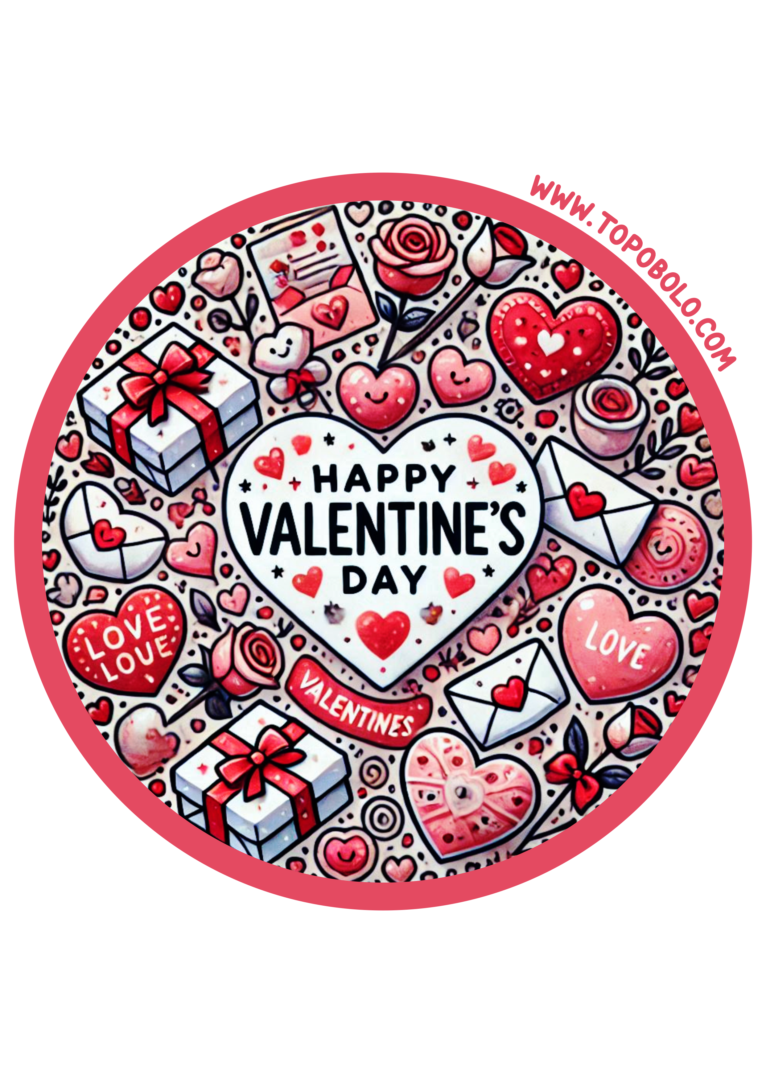 Happy Valentine’s Day round sticker decor png