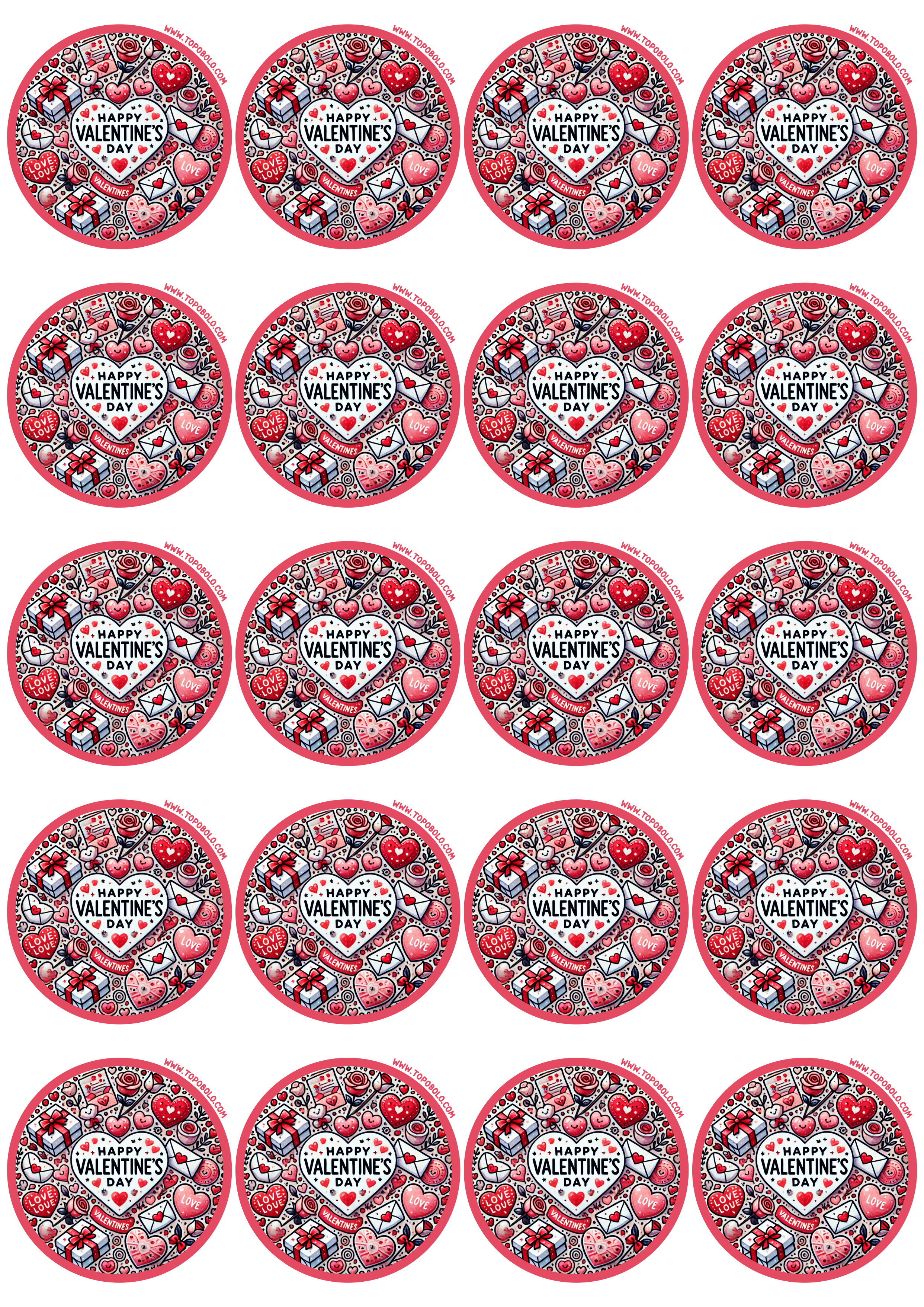 Happy Valentine’s Day round sticker decor twenty images png