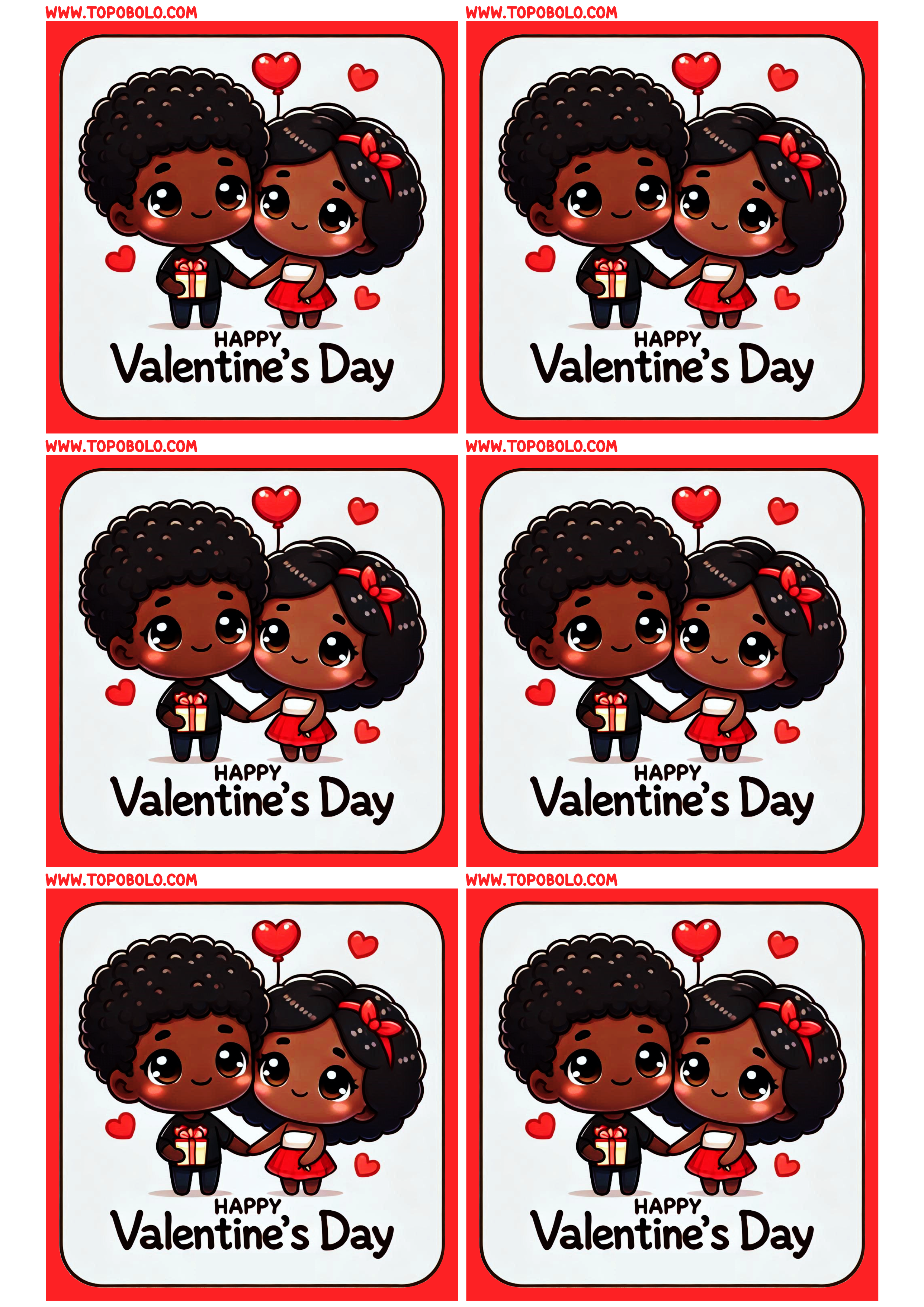 Happy Valentine’s Day square sticker decor six images png