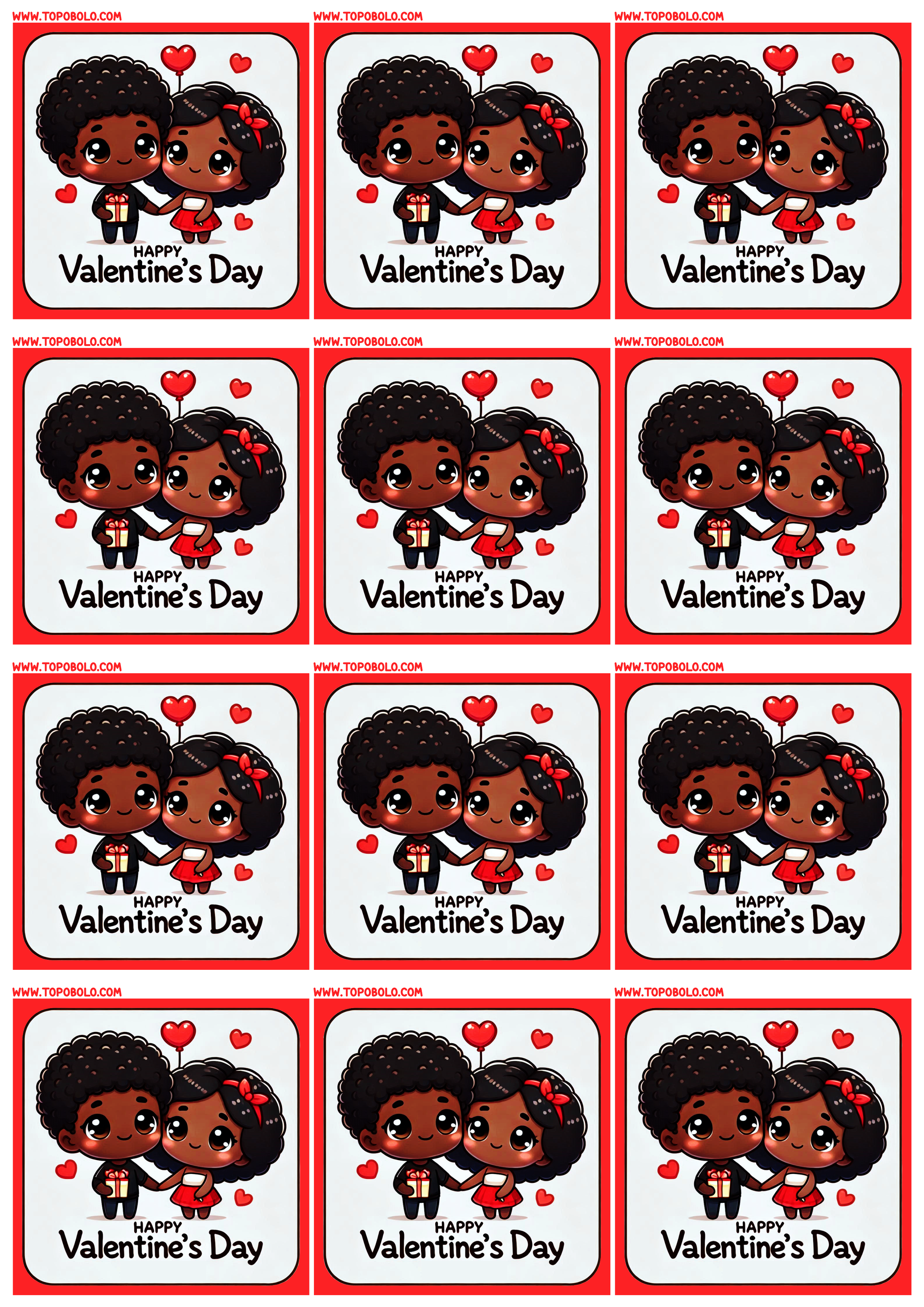 Happy Valentine’s Day square sticker decor twelve images png