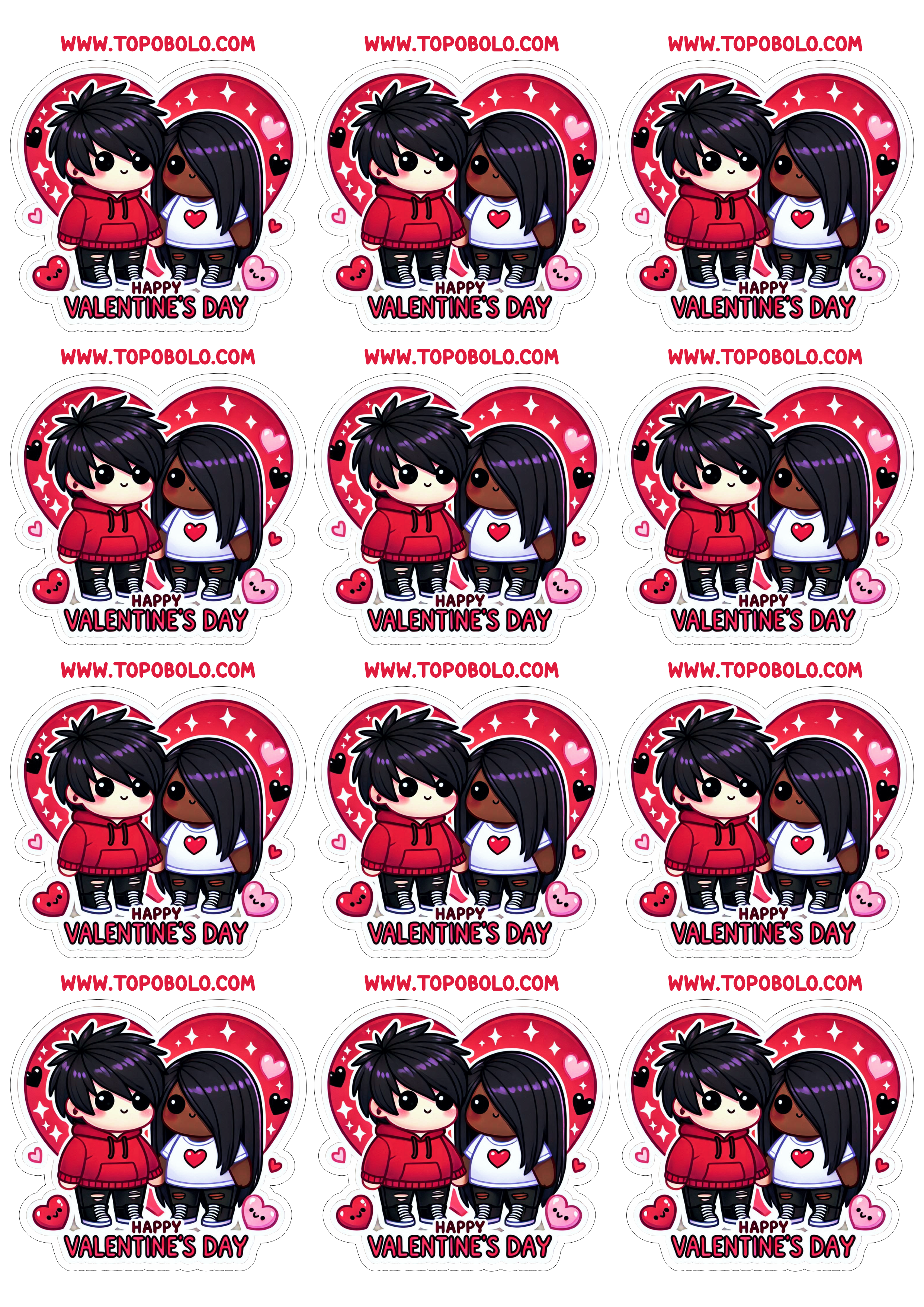 Happy valentines day heart sticker cute couple simple drawing six images twelve png