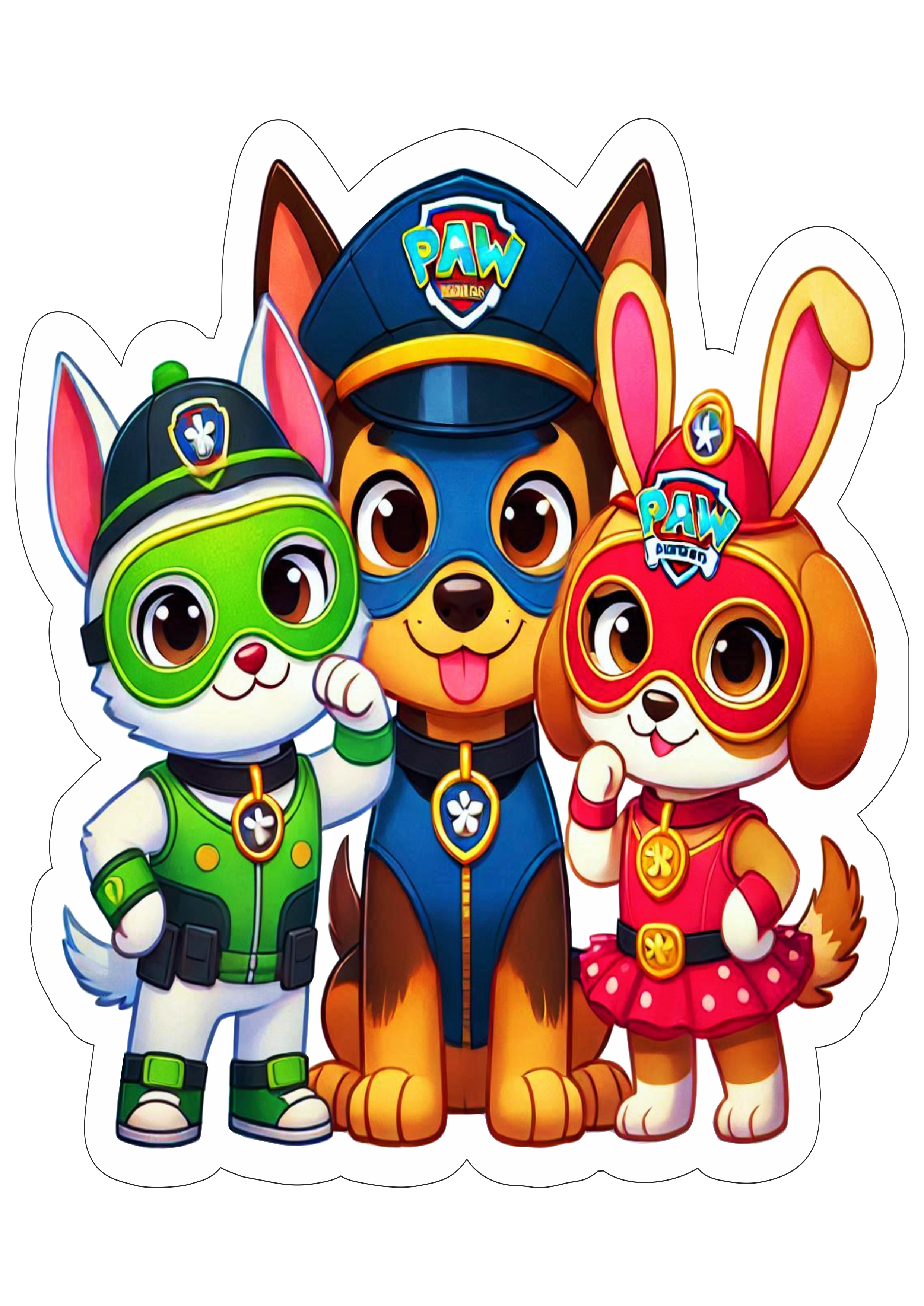 Carnaval da Patrulha Canina desenho infantil imagem com contorno png