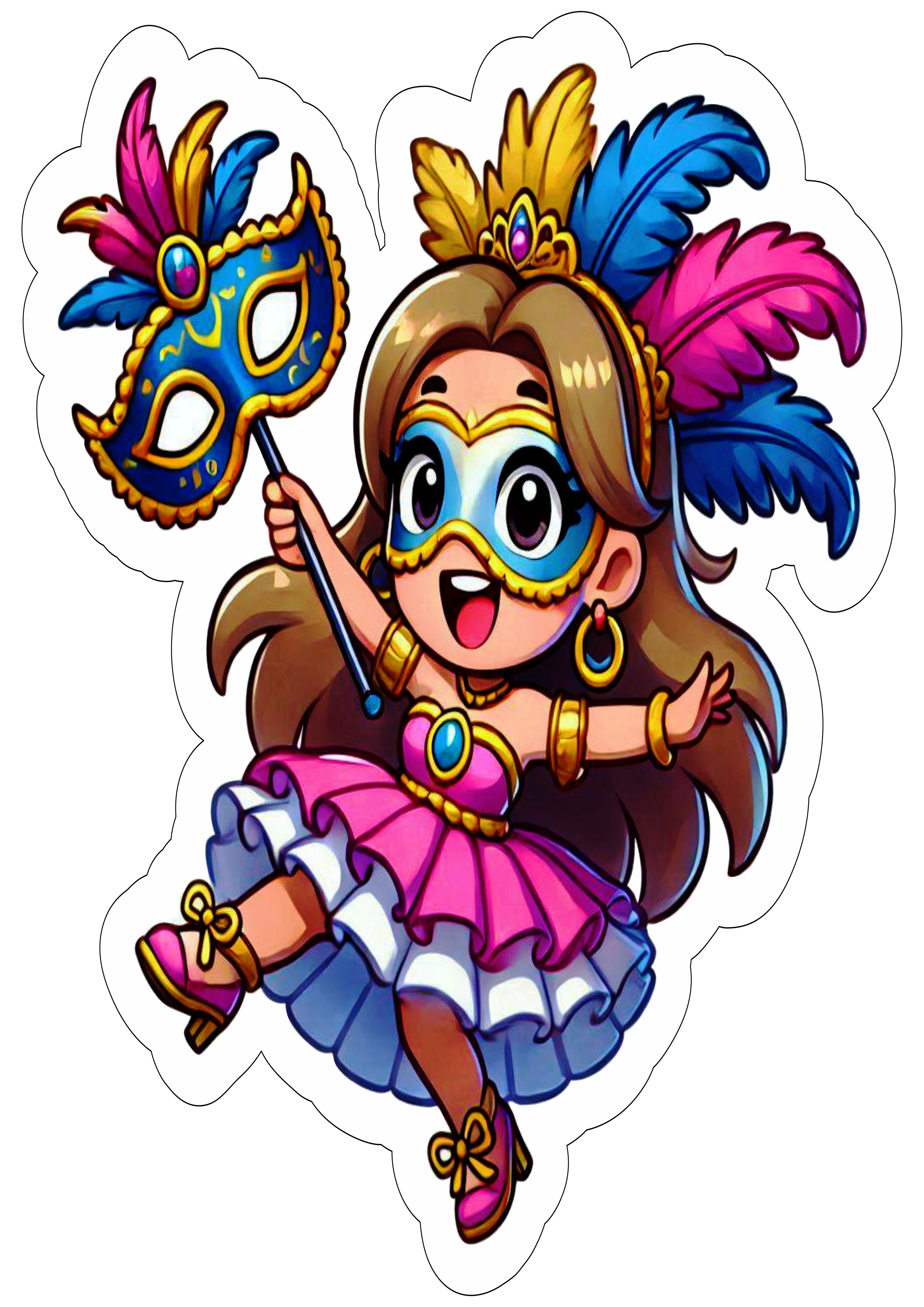 Desenho simples carnaval para decoração de festa menina com fantasia png