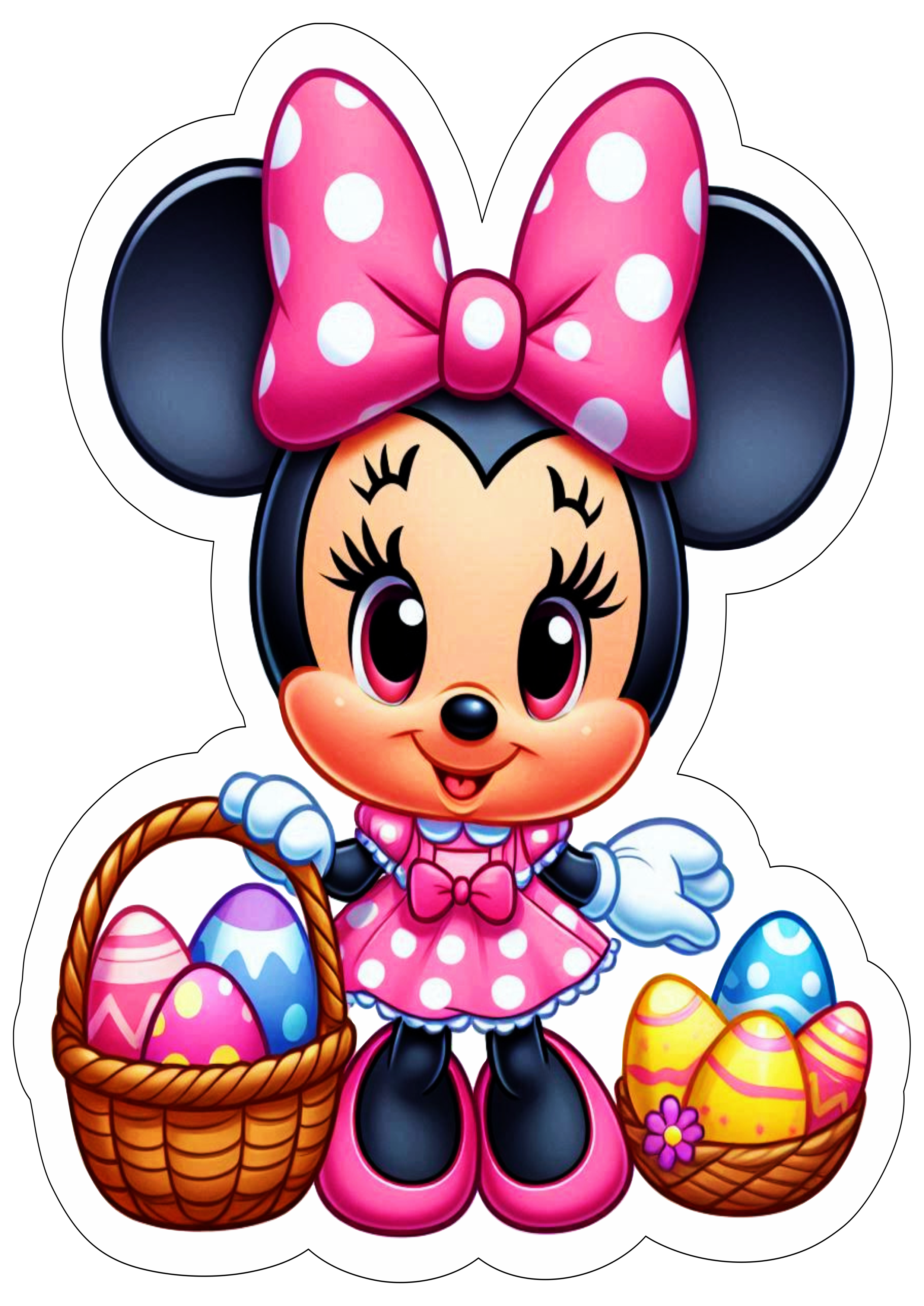 Minnie Mouse imagens fofinhas de páscoa para decoração Disney fundo transparente imagem com contorno ilustração png