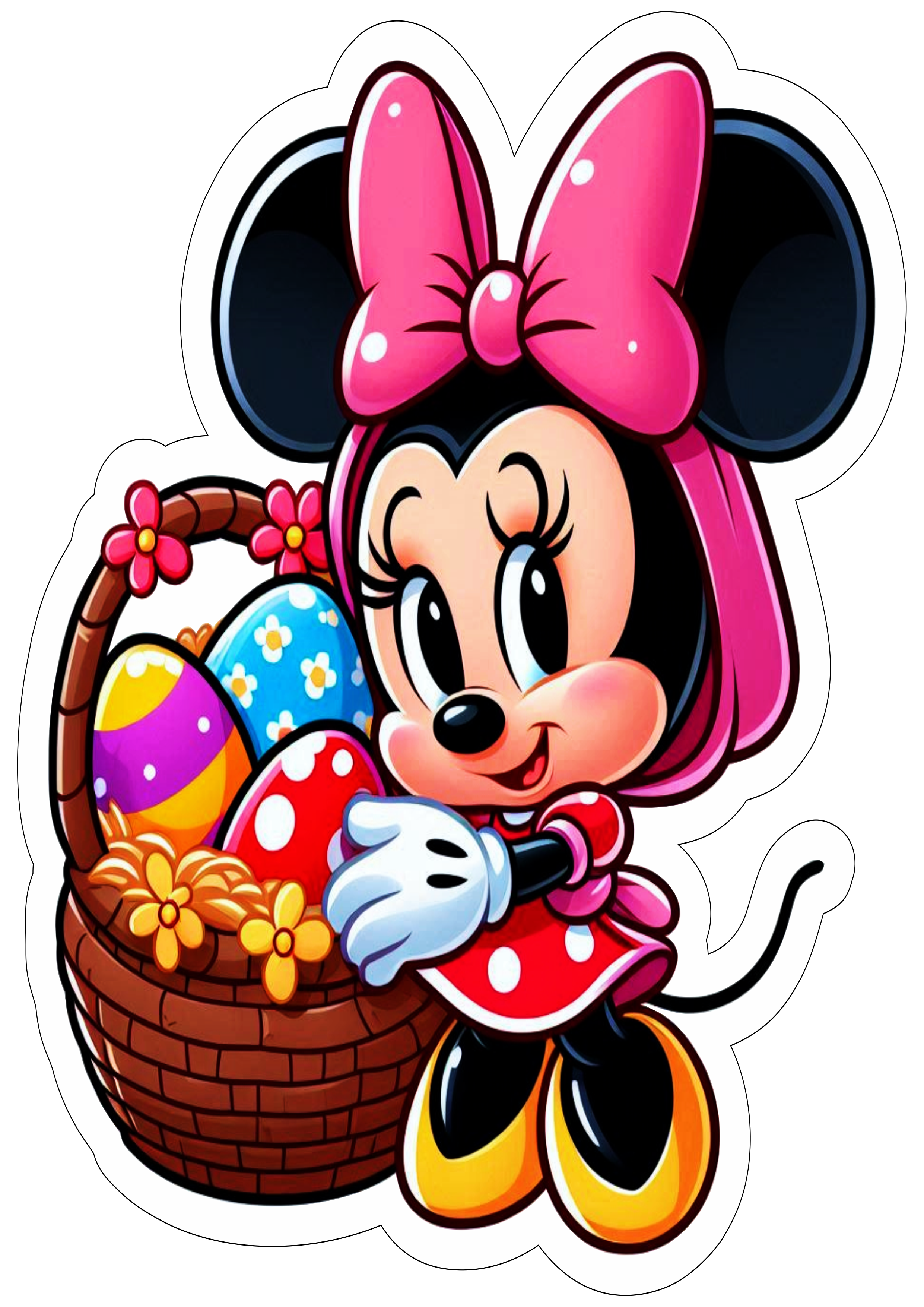 Minnie Mouse imagens fofinhas de páscoa para decoração Disney fundo transparente imagem com contorno ilustração vetor png