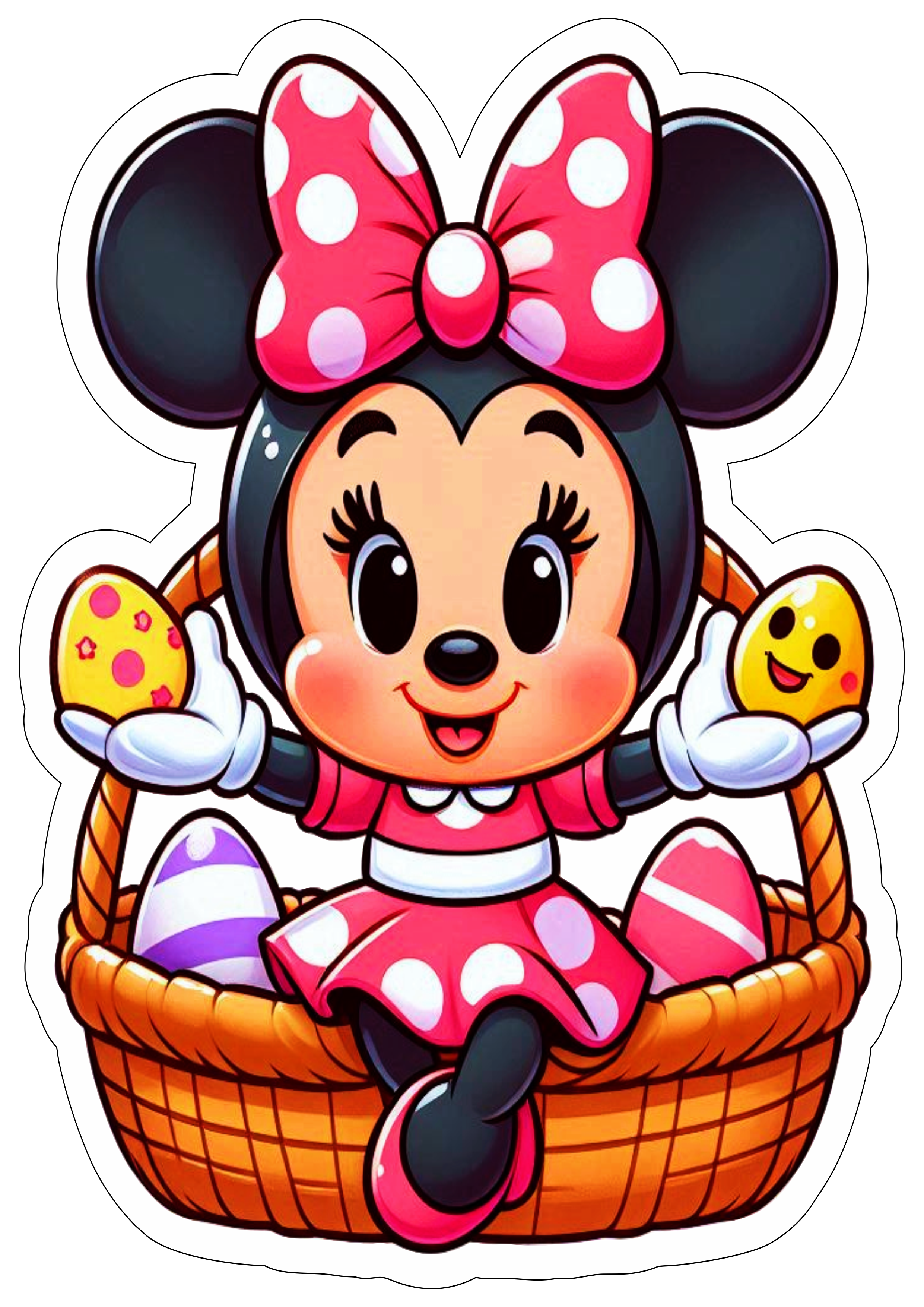 Minnie Mouse imagens fofinhas de páscoa para decoração Disney fundo transparente imagem com contorno ilustração vetor clipart png