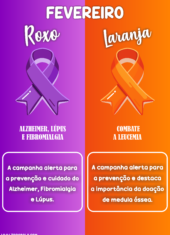 fevereiro roxo e laranja panfleto