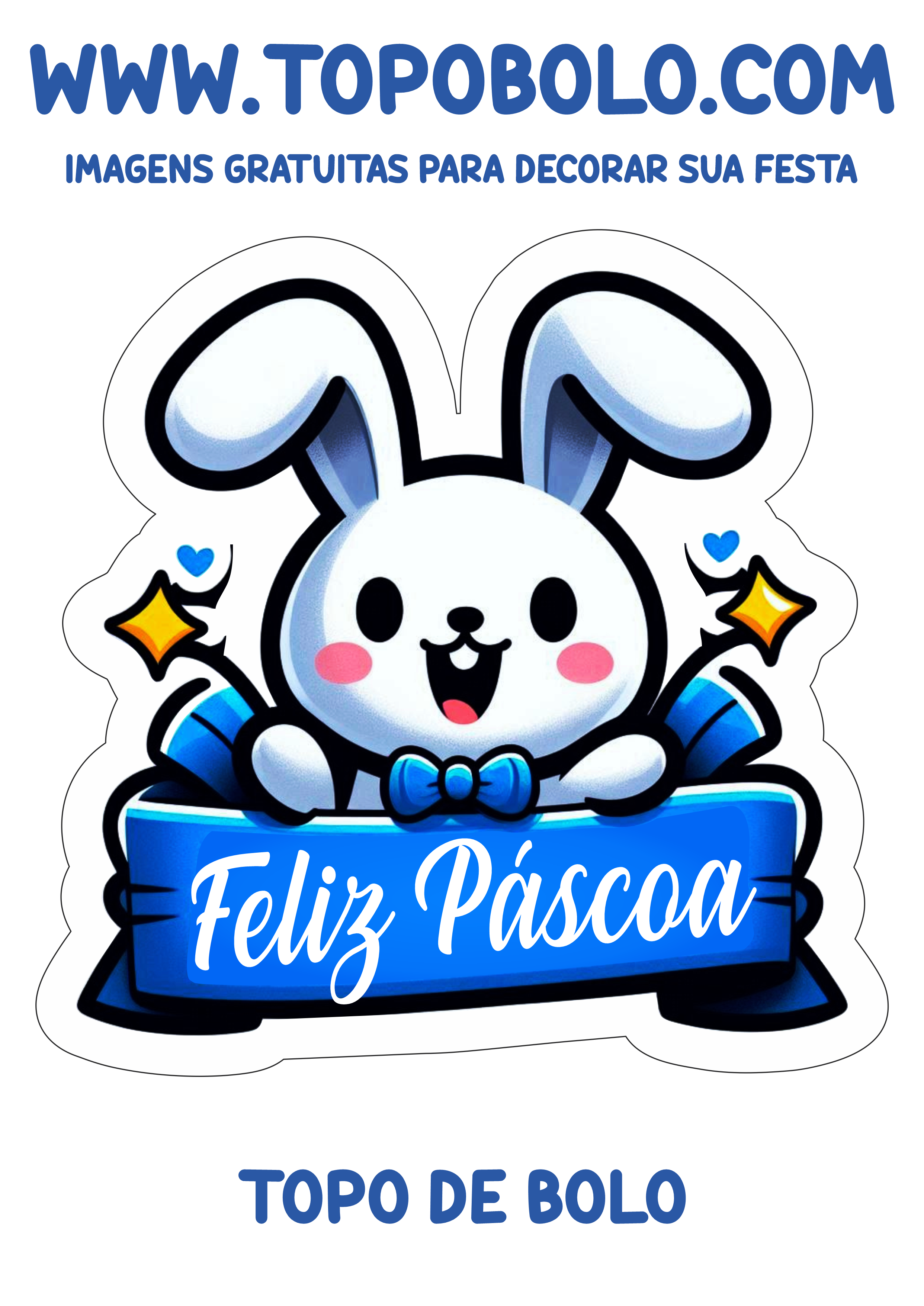 Feliz páscoa faixa banner azul para topo de bolo png