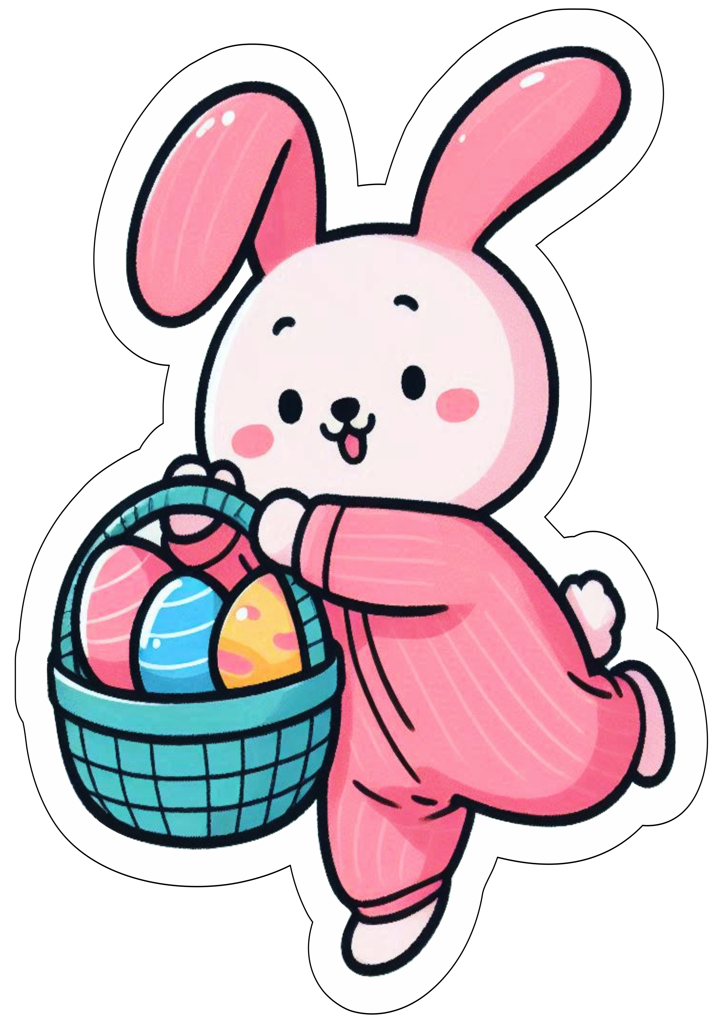 Easter bunny simple drawing image with contour png