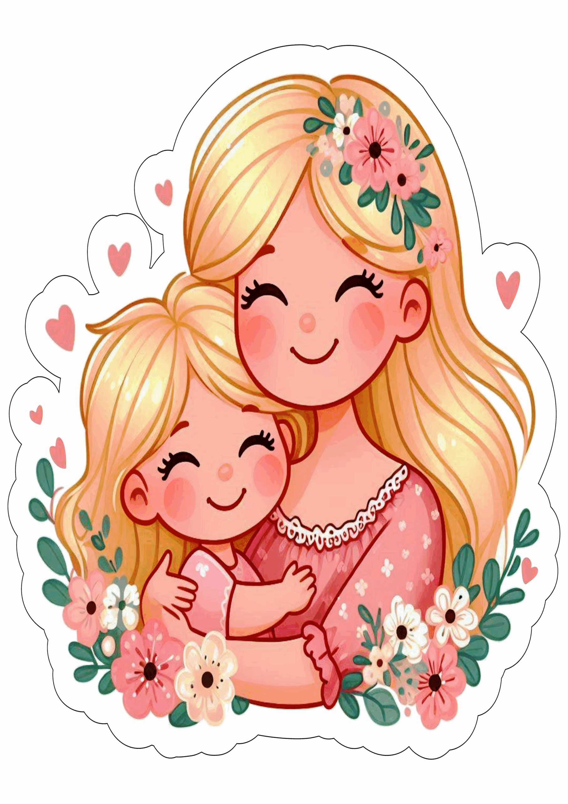 Desenho fofinho dia das mães loira blonde ilustração artwork fundo transparente png