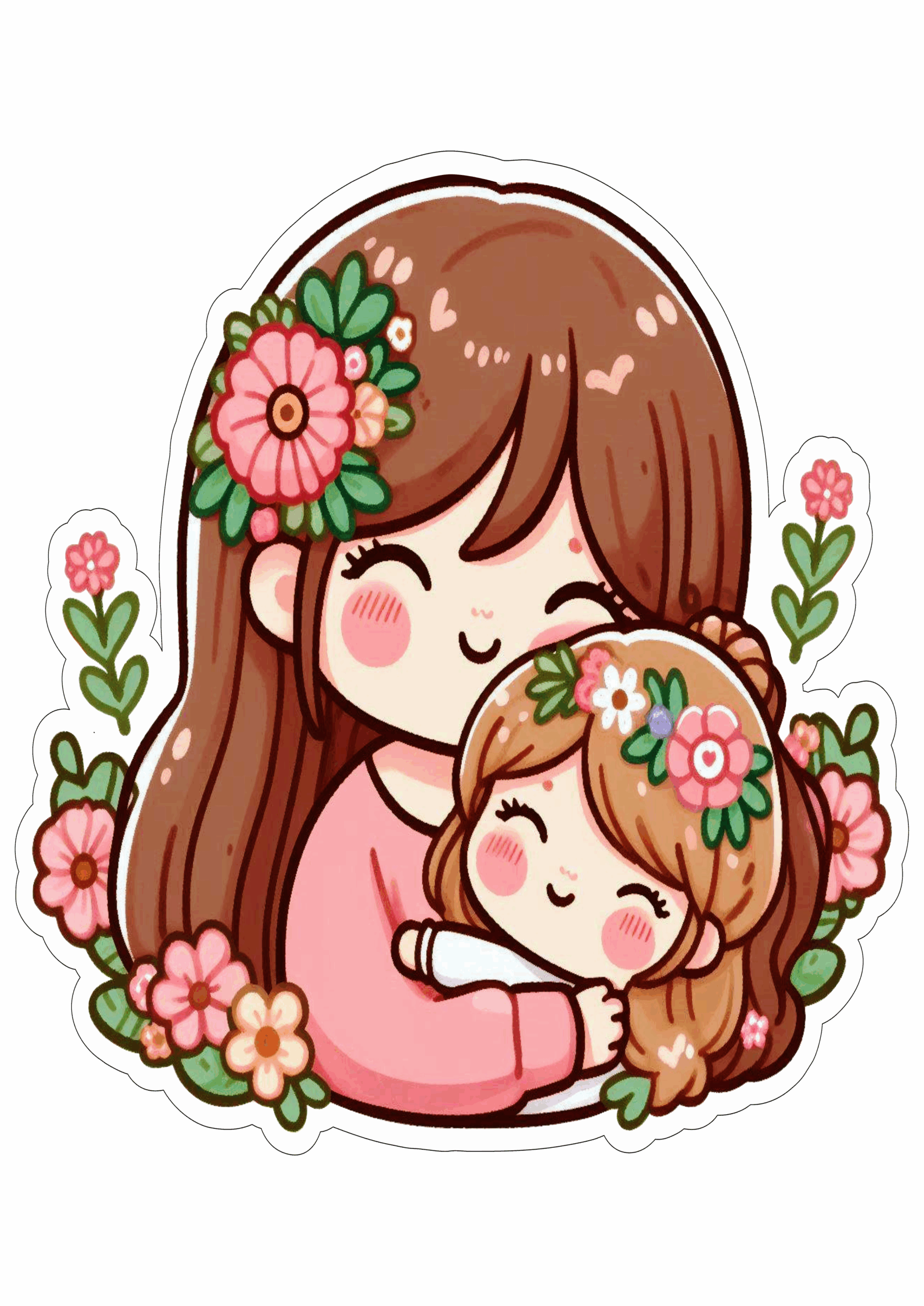 Desenho fofinho dia das mães fundo transparente ilustração clipart mothers day decoração flores png