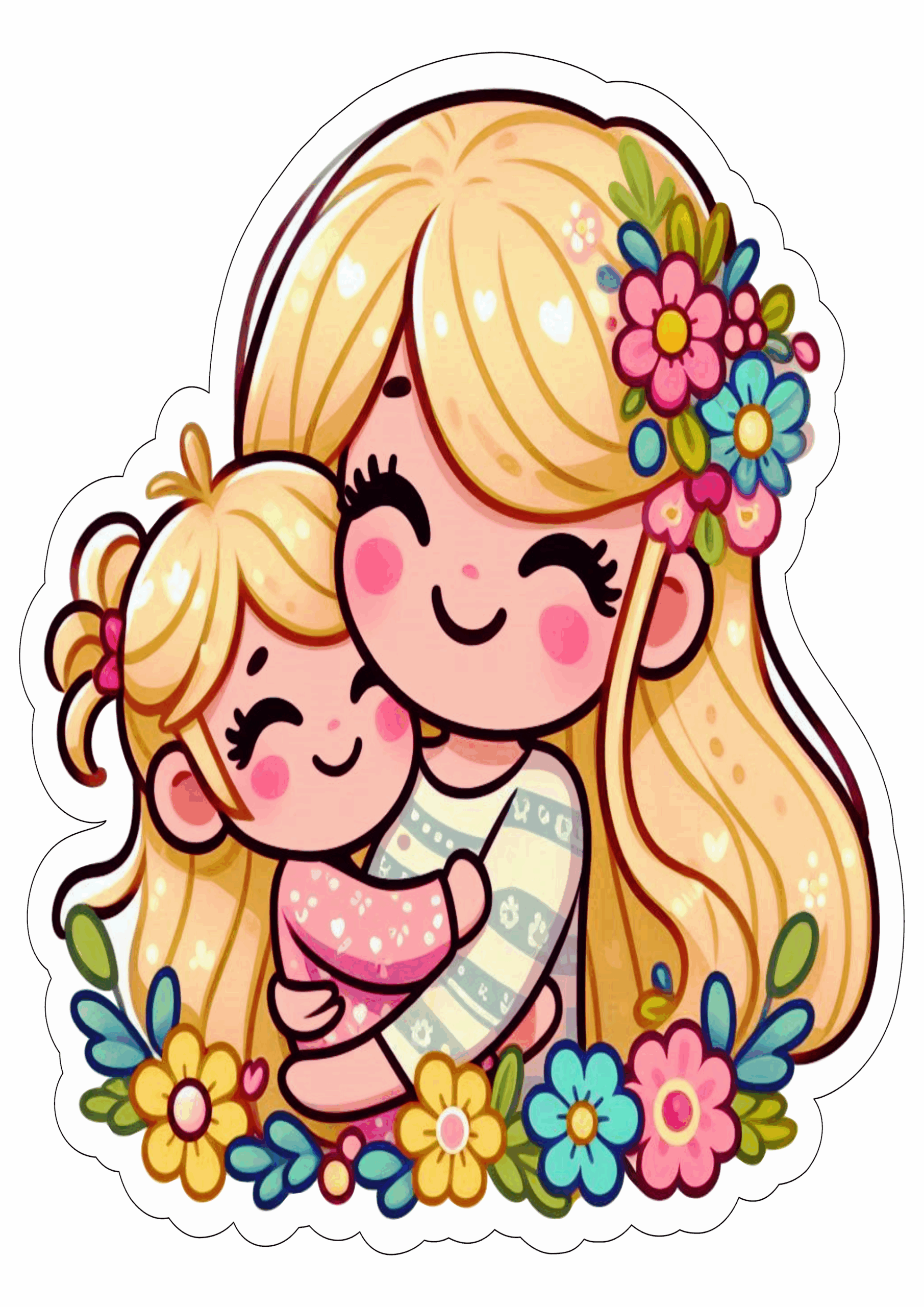 Desenho fofinho dia das mães loira png