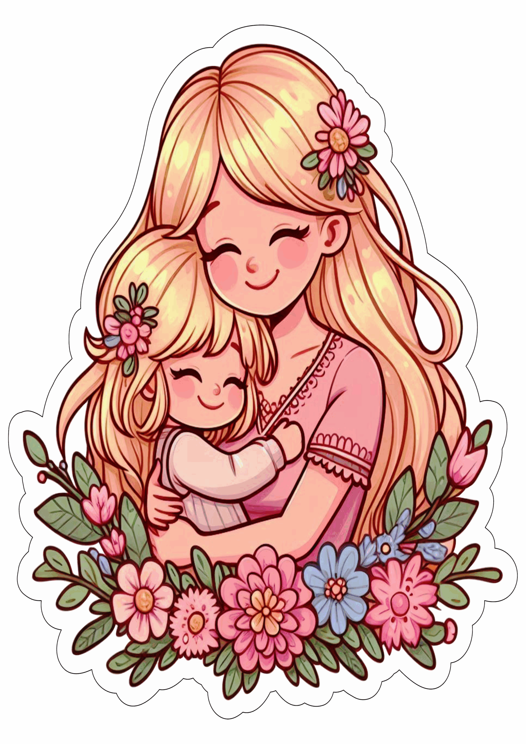 Desenho fofinho dia das mães loira blonde ilustração png