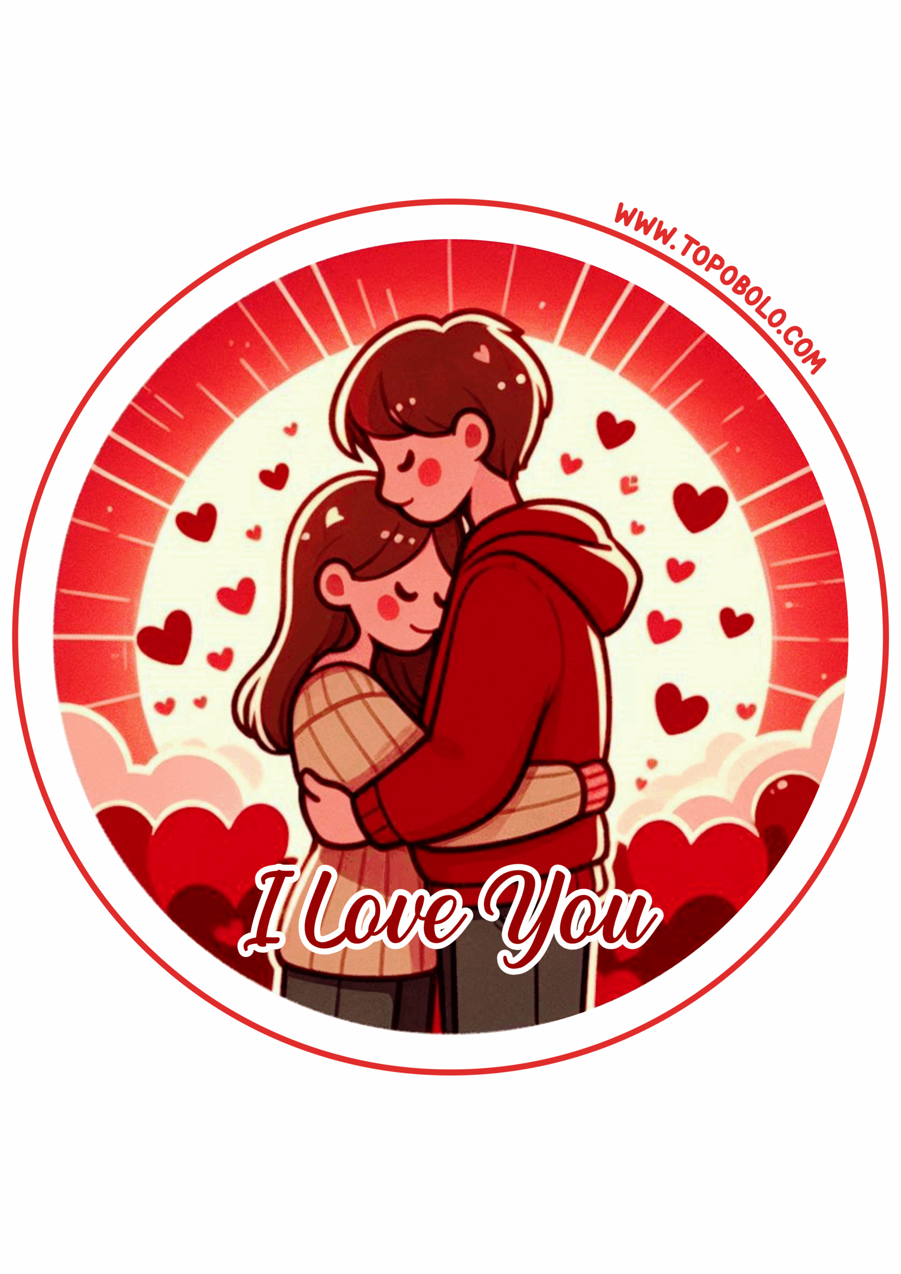 Dia dos namorados adesivo redondo i love you png