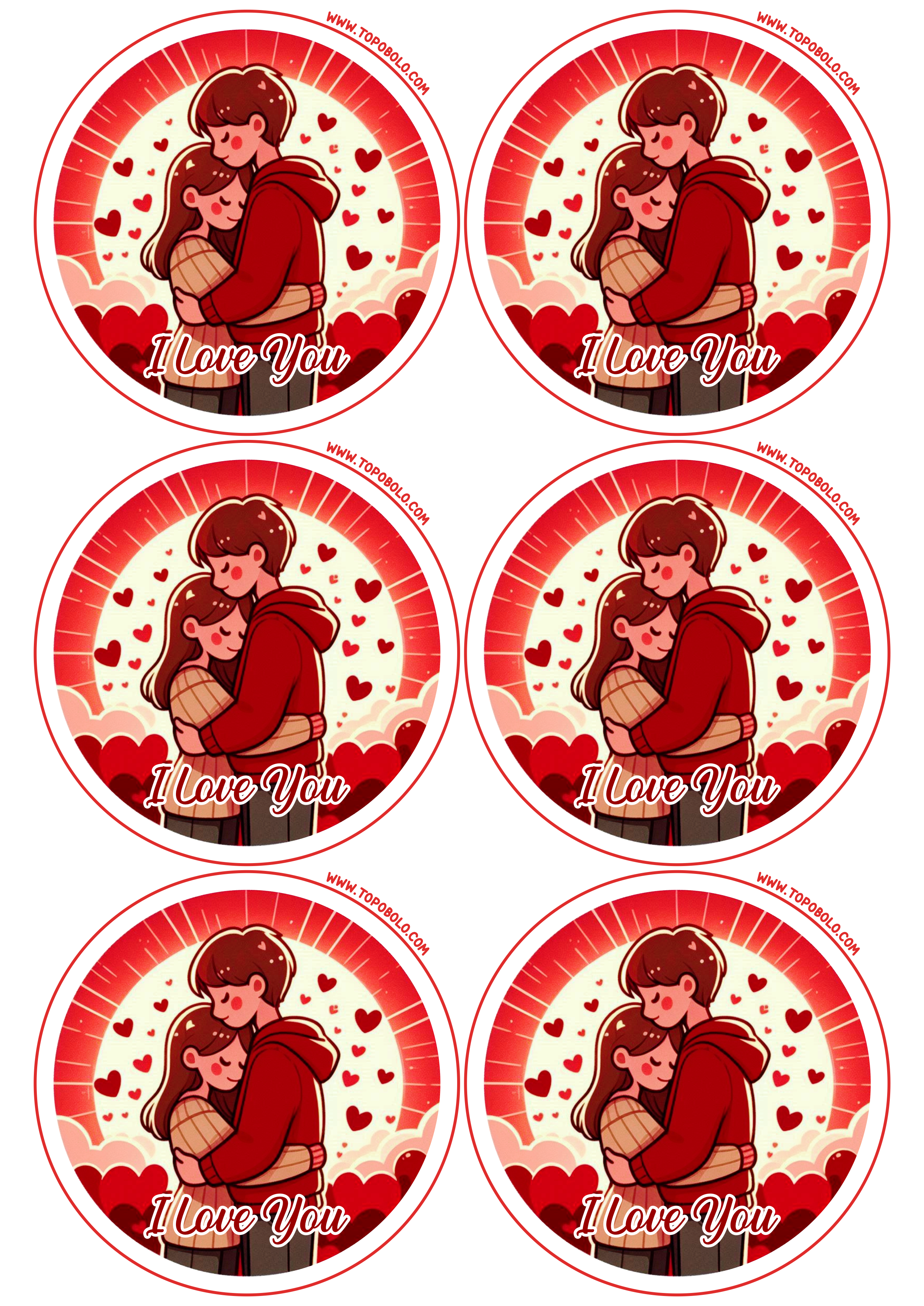 Dia dos namorados adesivo redondo i love you 6 imagens png
