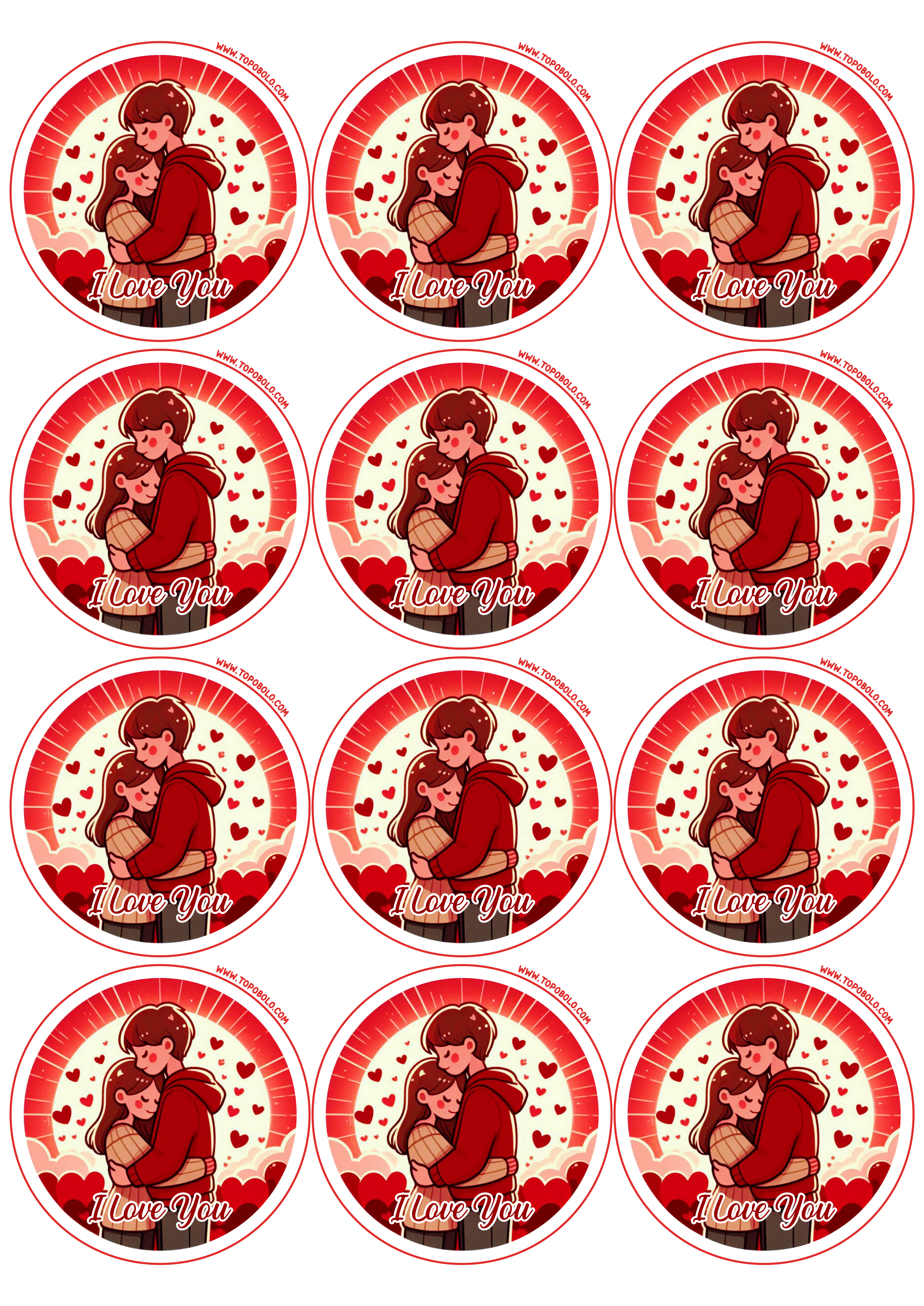 Dia dos namorados adesivo redondo i love you 12 imagens png