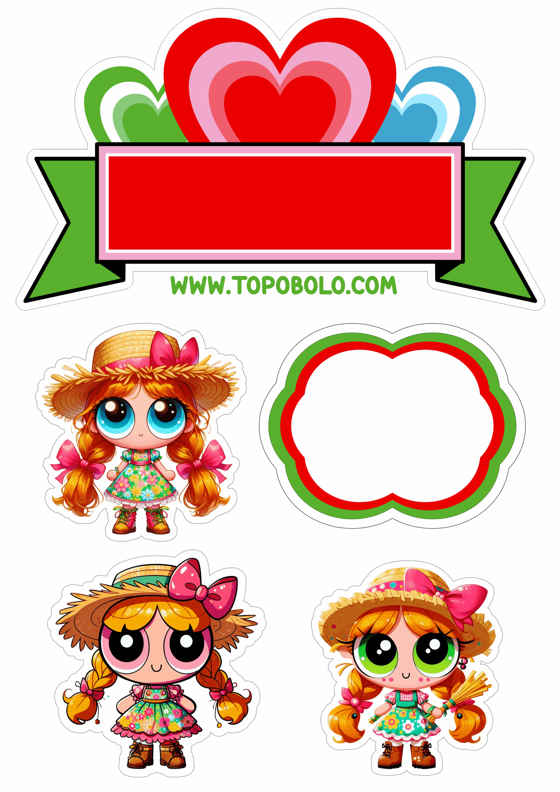 Topo de bolo as meninas super poderosas festa junina São João png