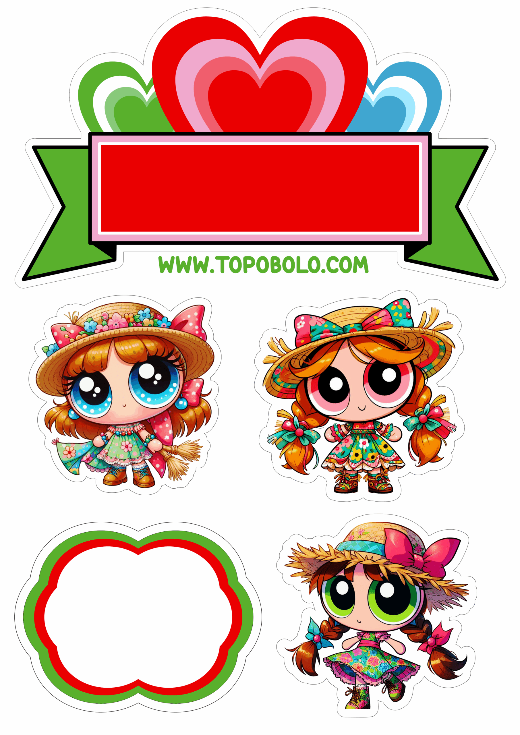 Topo de bolo as meninas super poderosas festa junina São João aniversário infantil png
