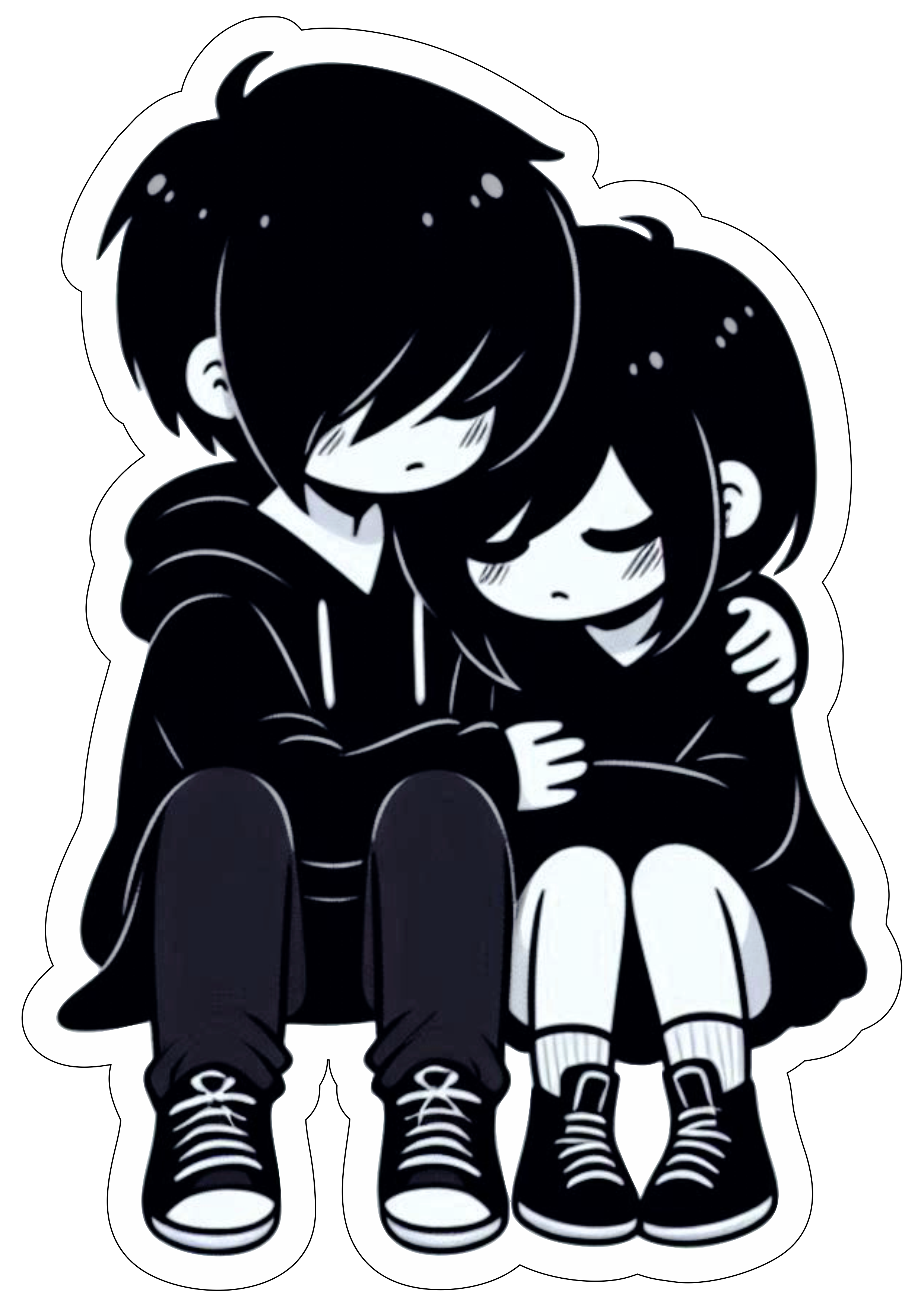 Casal fofinho emo dia dos namorados imagens abraçados gótico png