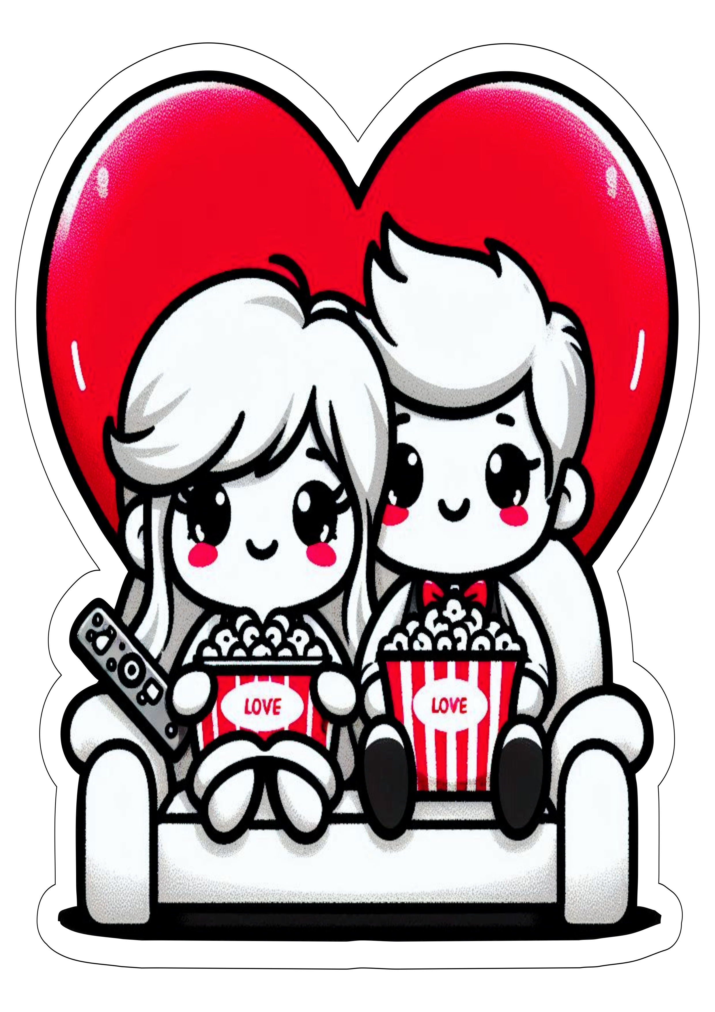 Dia dos namorados desenho fofinho casal assistindo netflix png