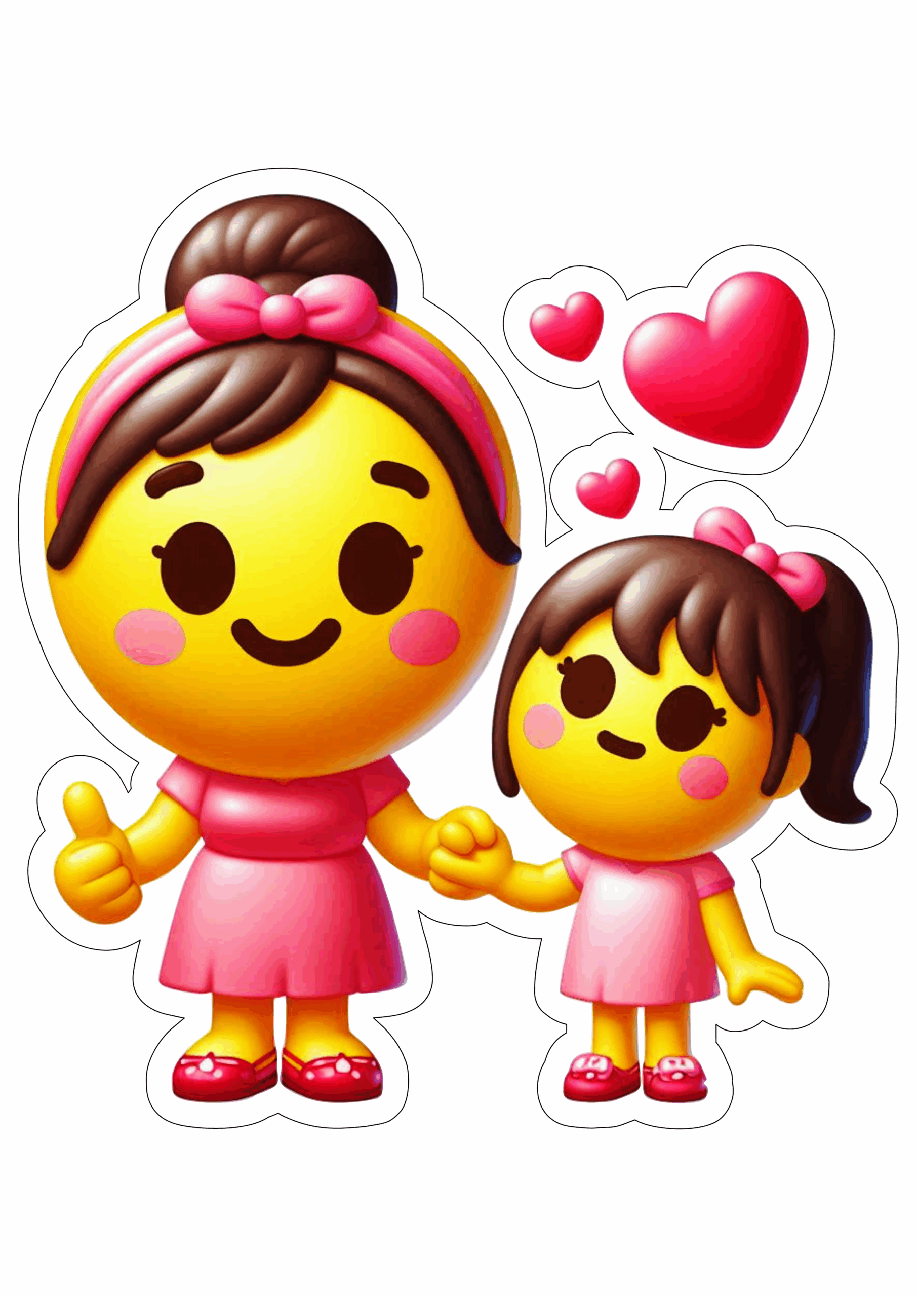 Emoji fofinho dia das mães ilustração com fundo transparente e contorno png