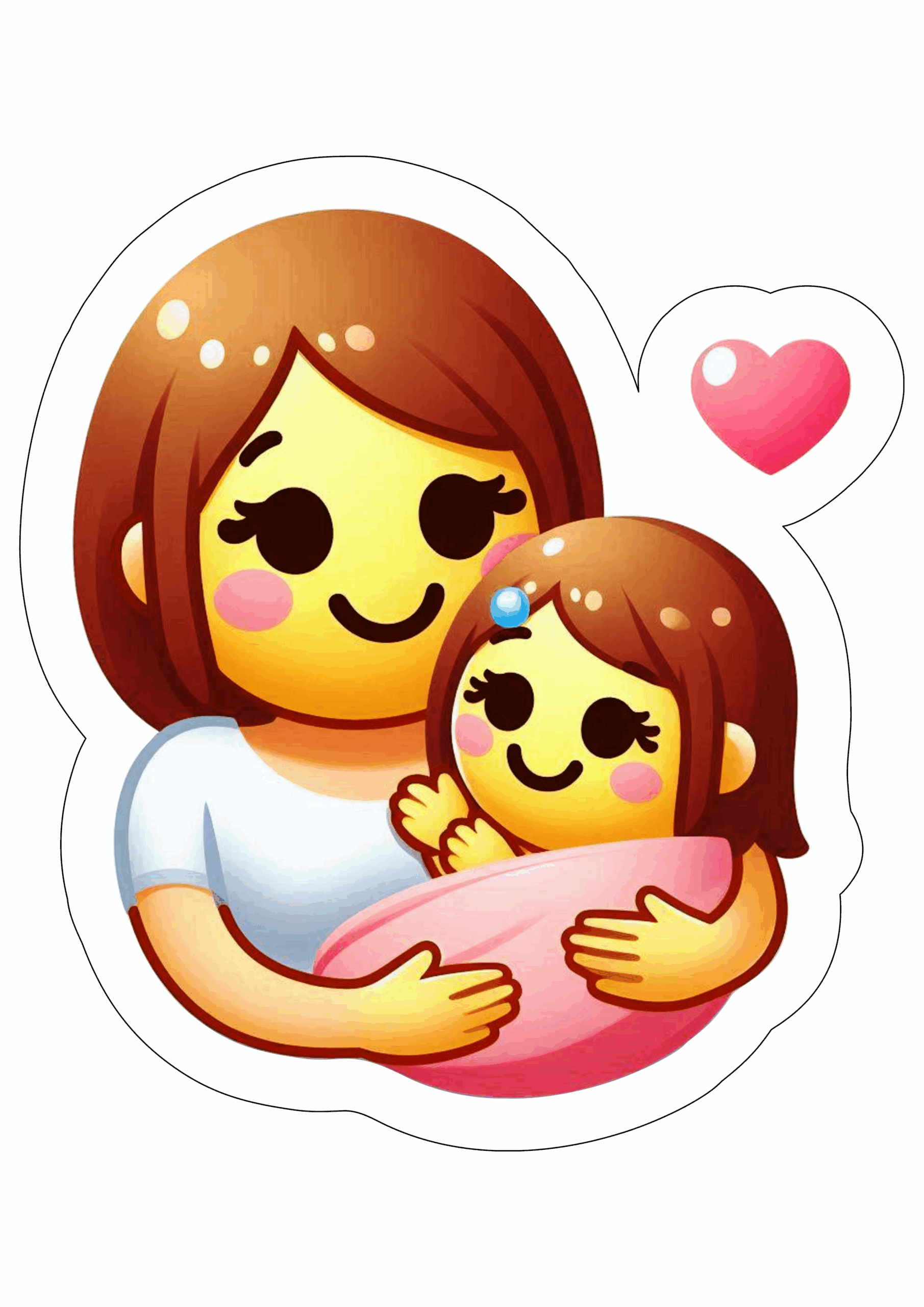 Emoji fofinho dia das mães ilustração com fundo transparente e contorno clipart vetor ilustração png