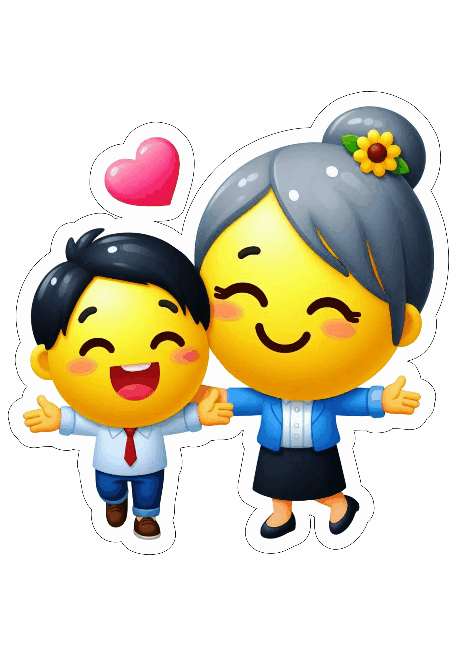 Emoji fofinho dia das mães ilustração com fundo transparente e contorno clipart vetor ilustração happy mother’s day png