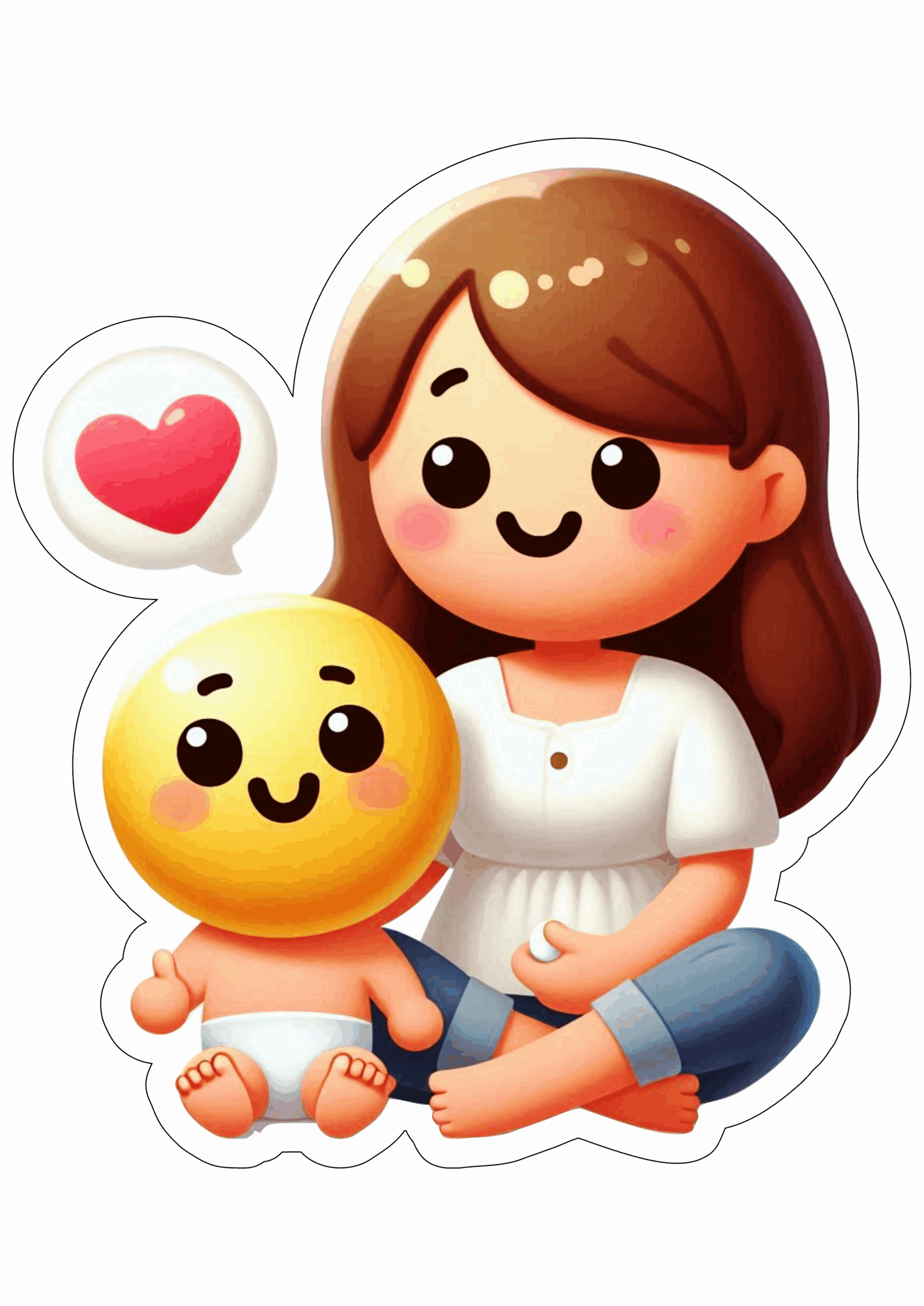 Emoji fofinho dia das mães ilustração com fundo transparente e contorno clipart vetor ilustração happy mother’s day rede social png