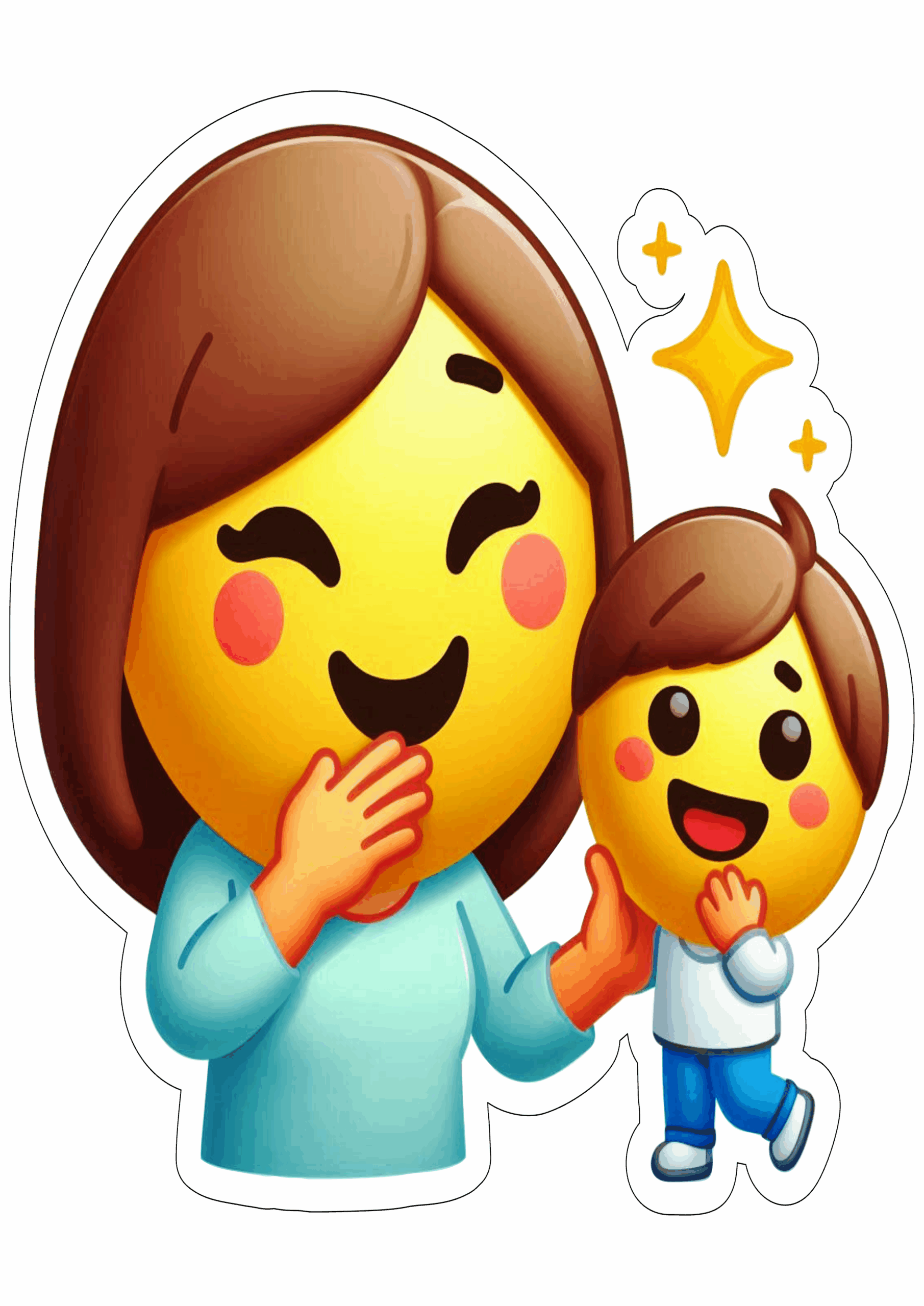 Emoji fofinho dia das mães ilustração com fundo transparente e contorno clipart vetor ilustração happy mother’s day rede social smiley emoticon png