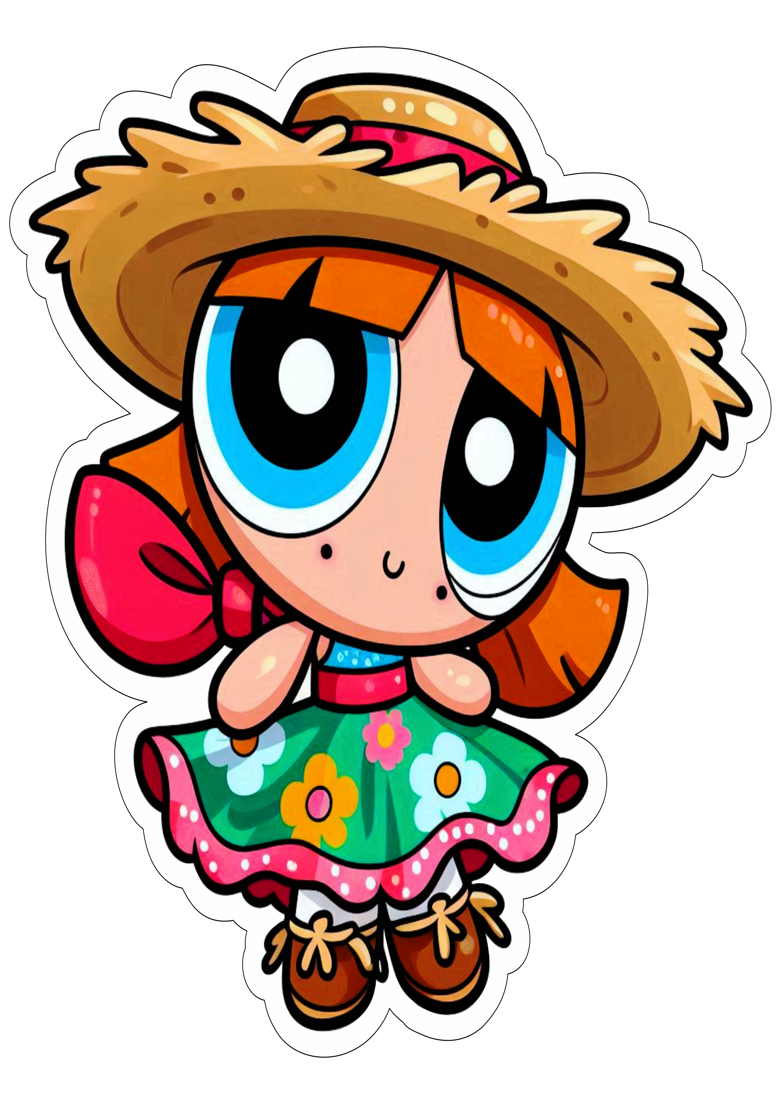 As meninas super poderosas festa junina são joão lindinha com chapéu de palha png