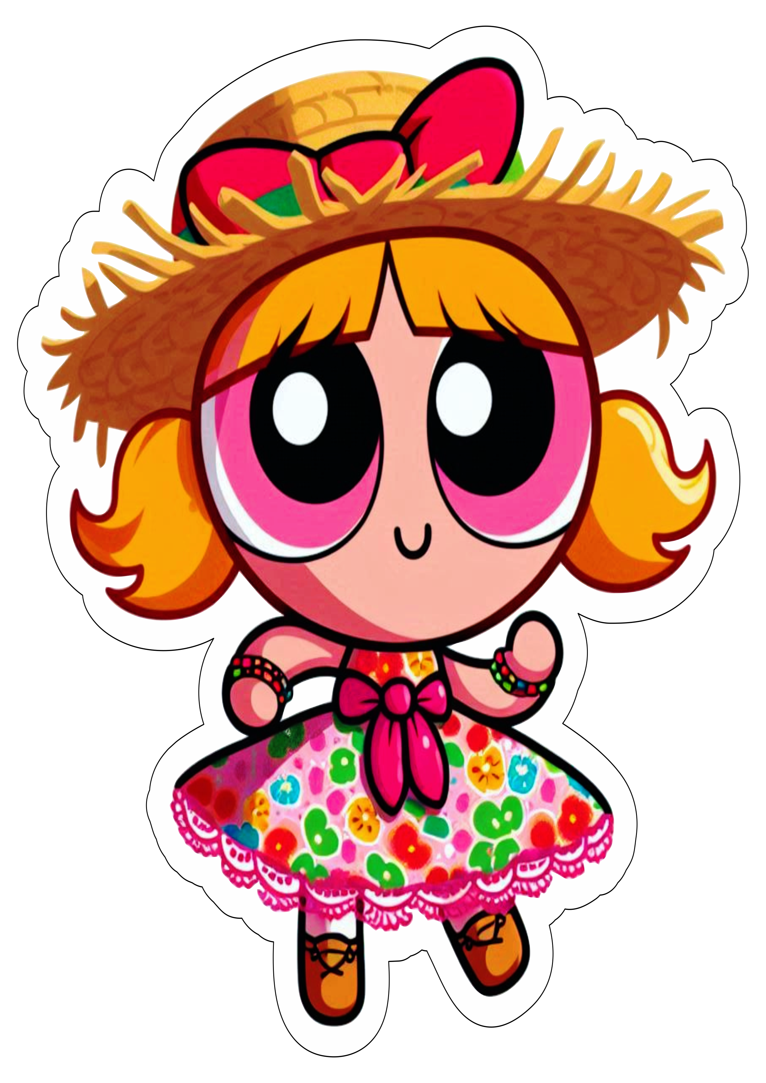 As meninas super poderosas festa junina são joão docinho com chapéu de palha caipira florzinha png