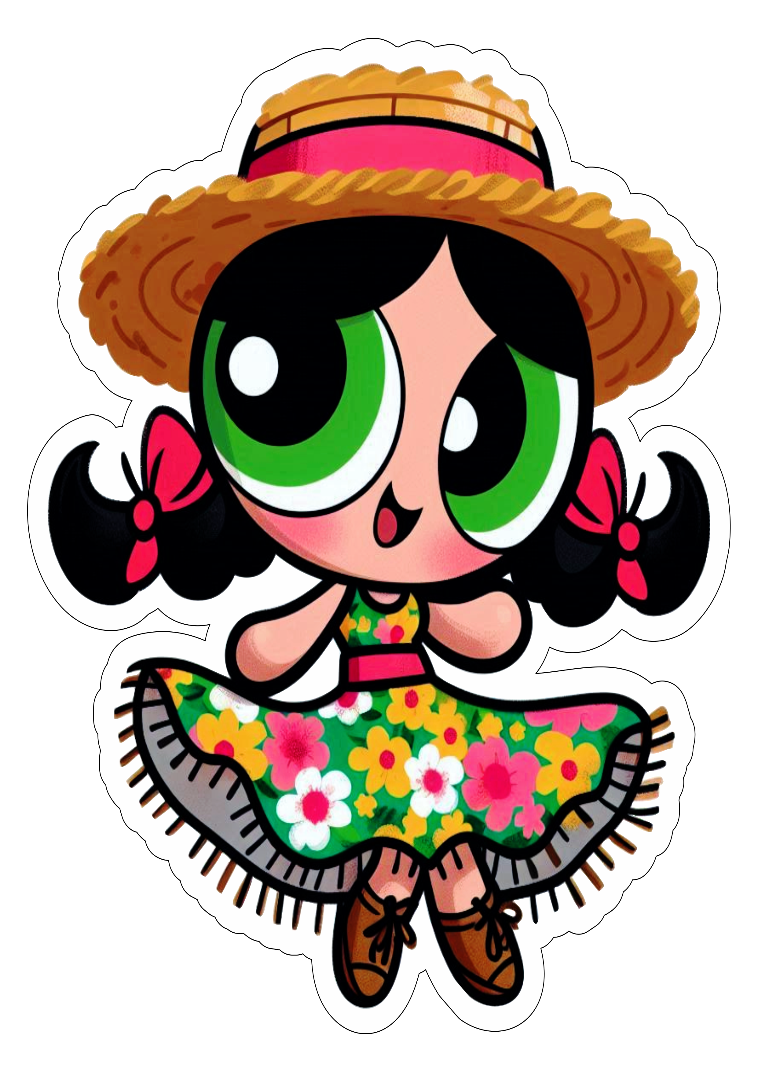As meninas super poderosas festa junina são joão docinho com chapéu de palha png