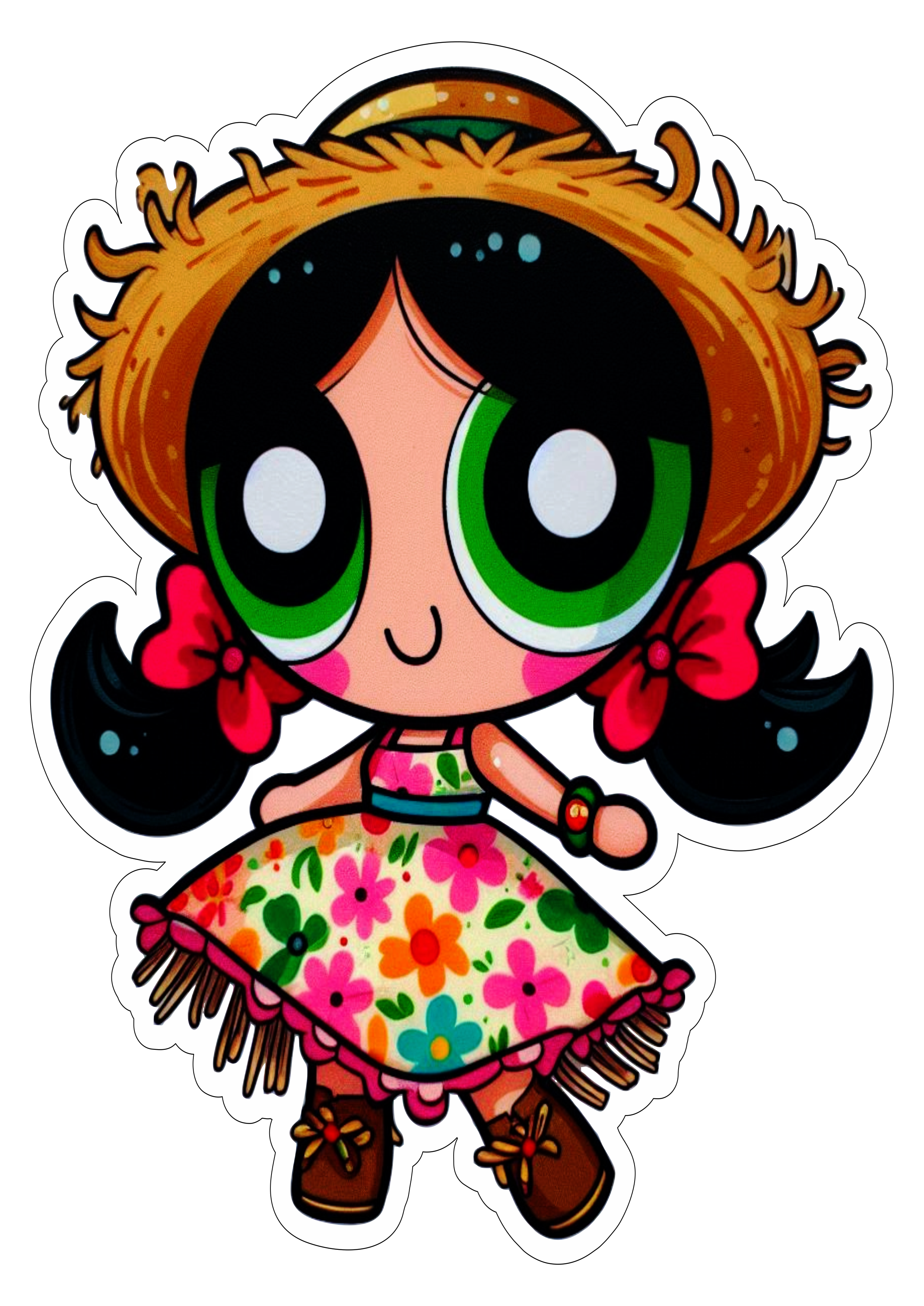 As meninas super poderosas festa junina são joão docinho com chapéu de palha caipira png