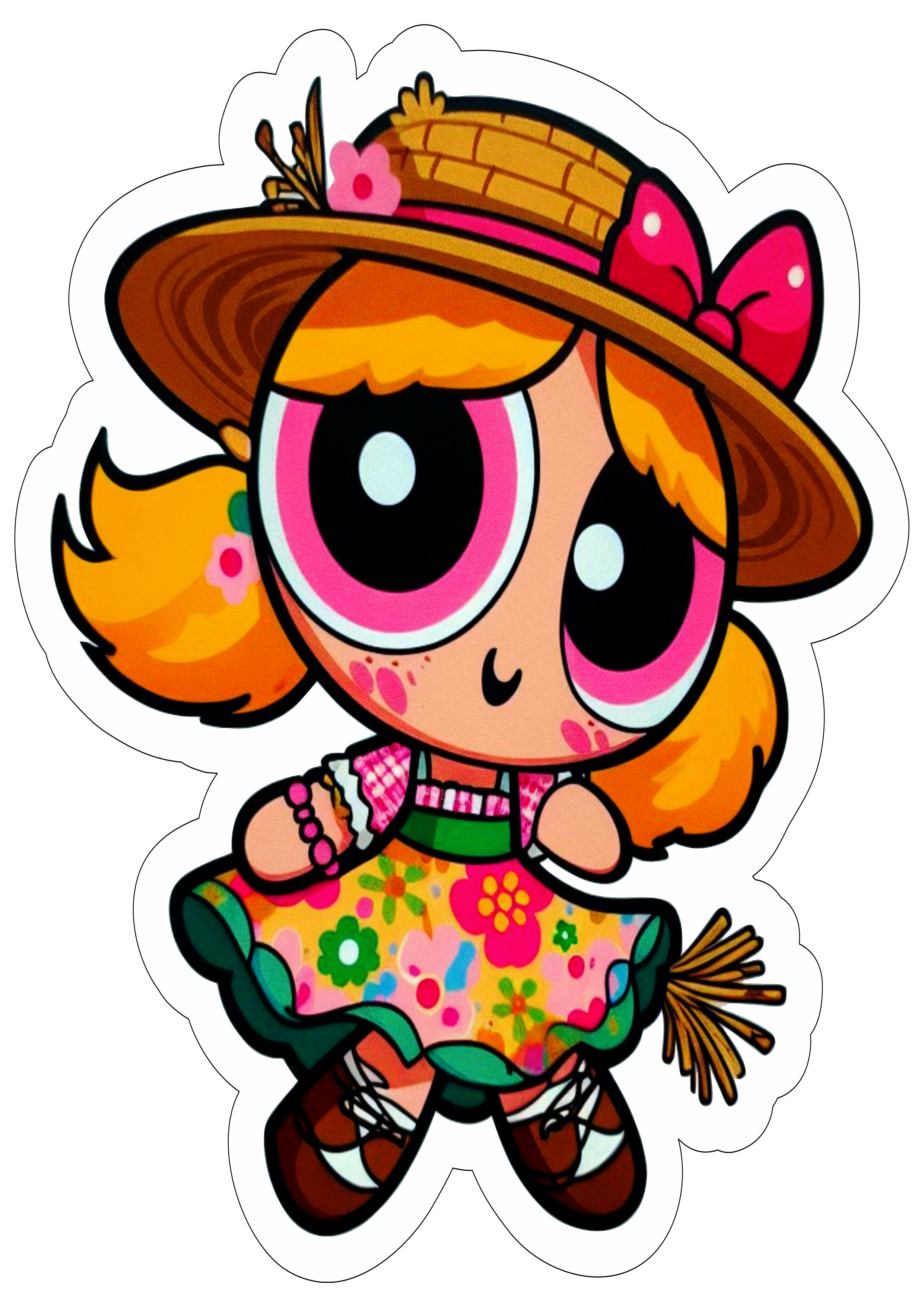 As meninas super poderosas festa junina são joão florzinha com chapéu de palha png