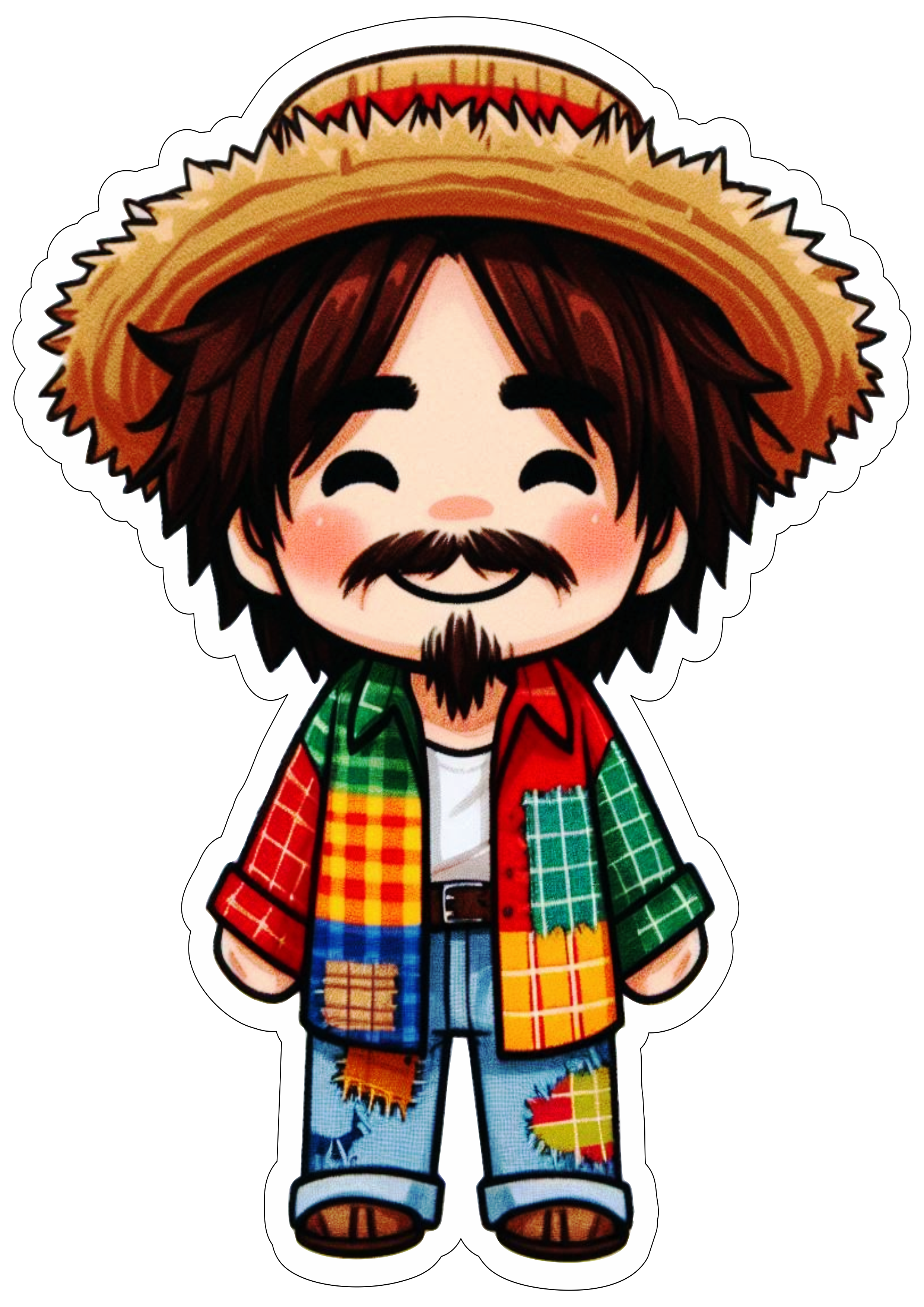 Festa junina desenho simples menino caipira chapéu de palha São João png