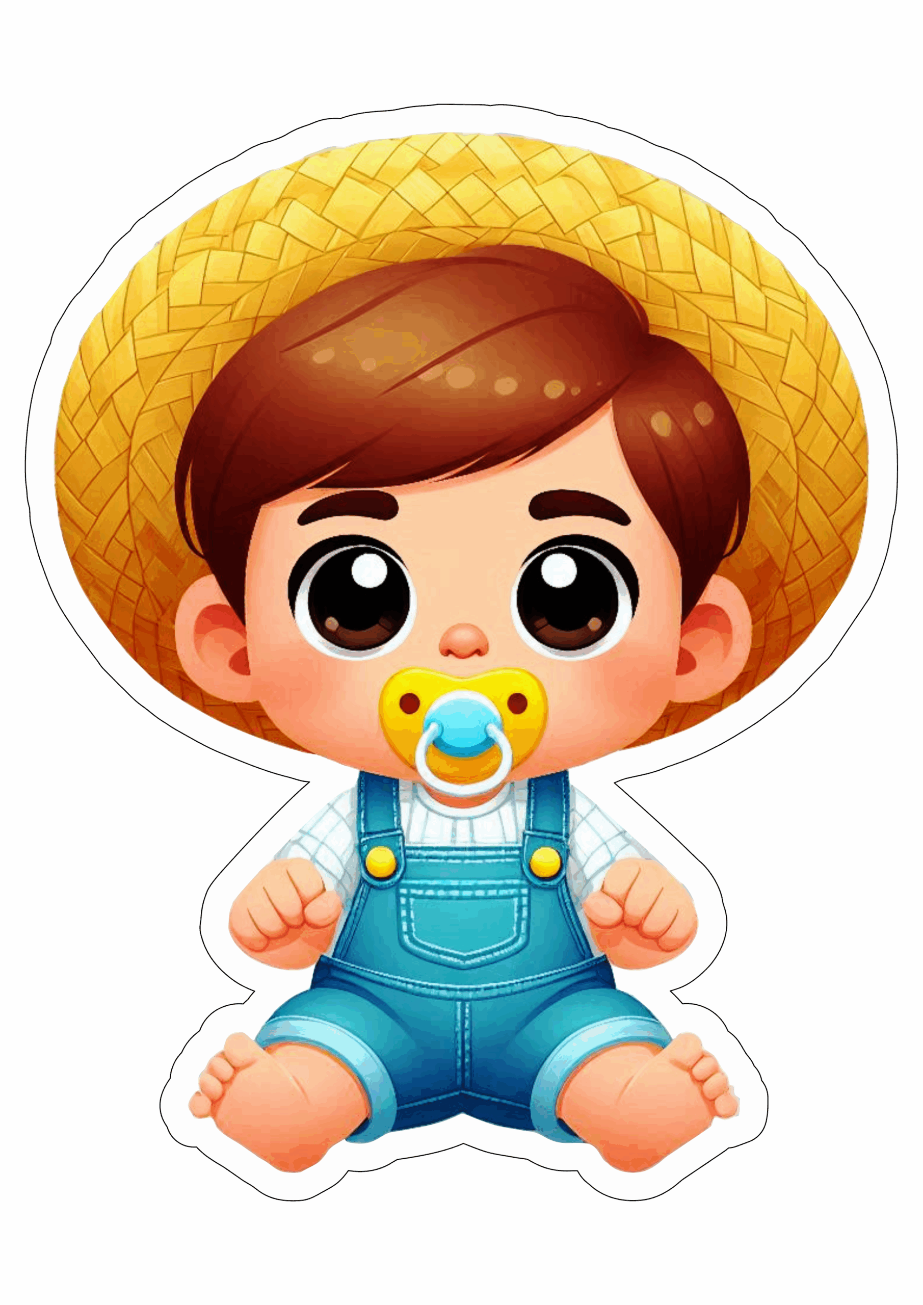 São João desenho simples bebê caipira chapéu de palha festa junina png