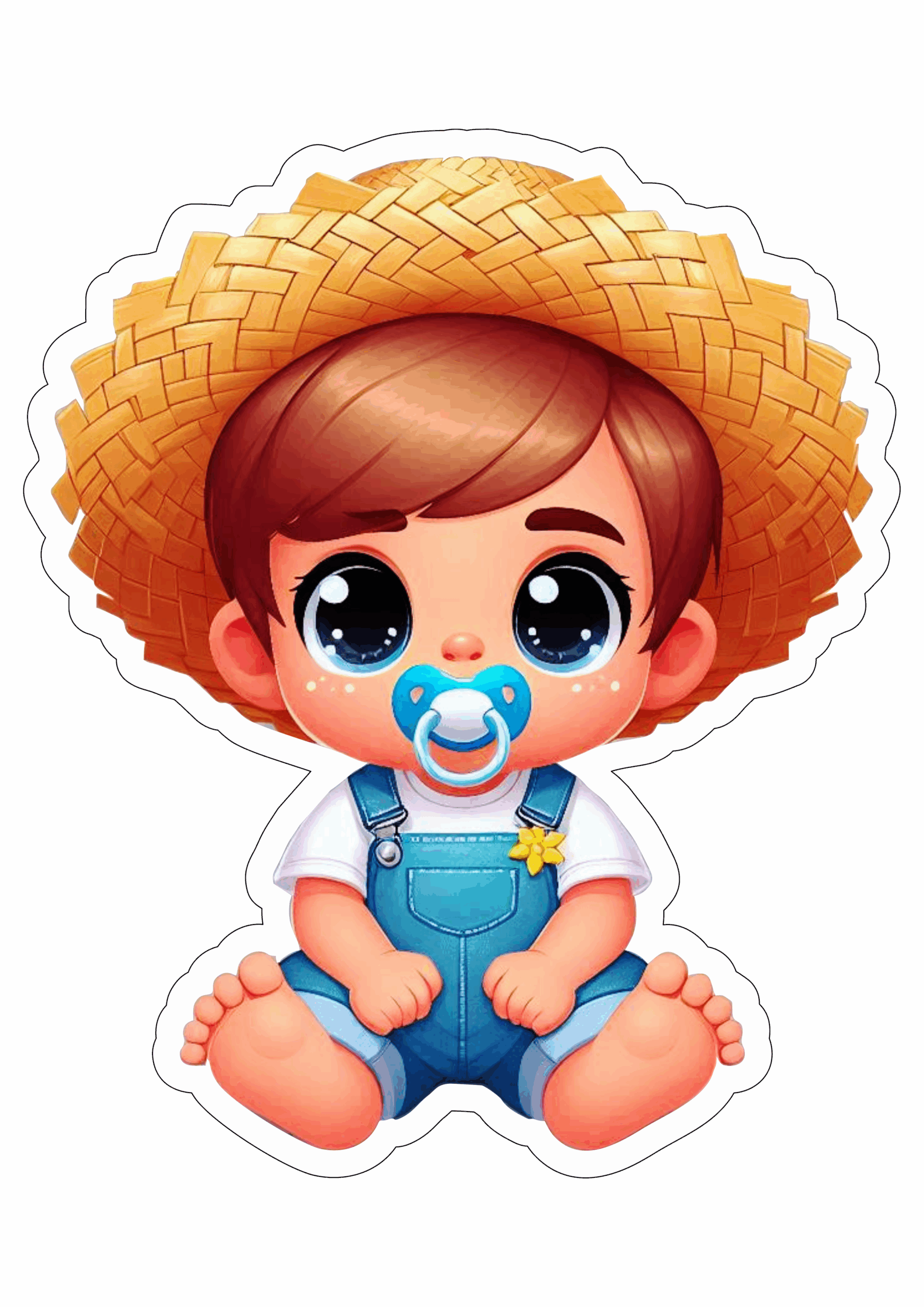 São João desenho simples bebê caipira chapéu de palha festa junina fofinho png