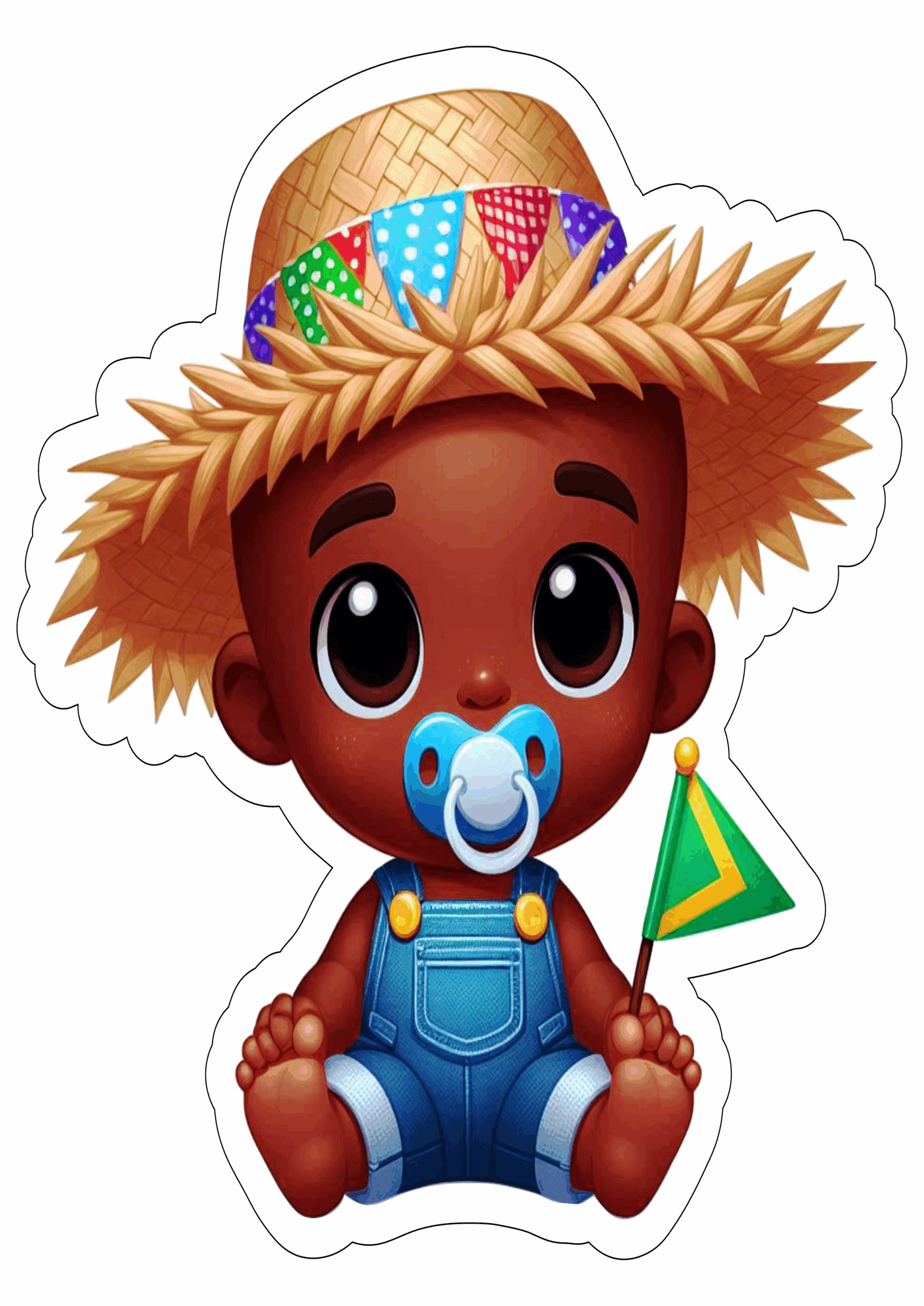São João desenho simples bebê caipira chapéu de palha festa junina fofinho imagem engraçada baby moreninho png