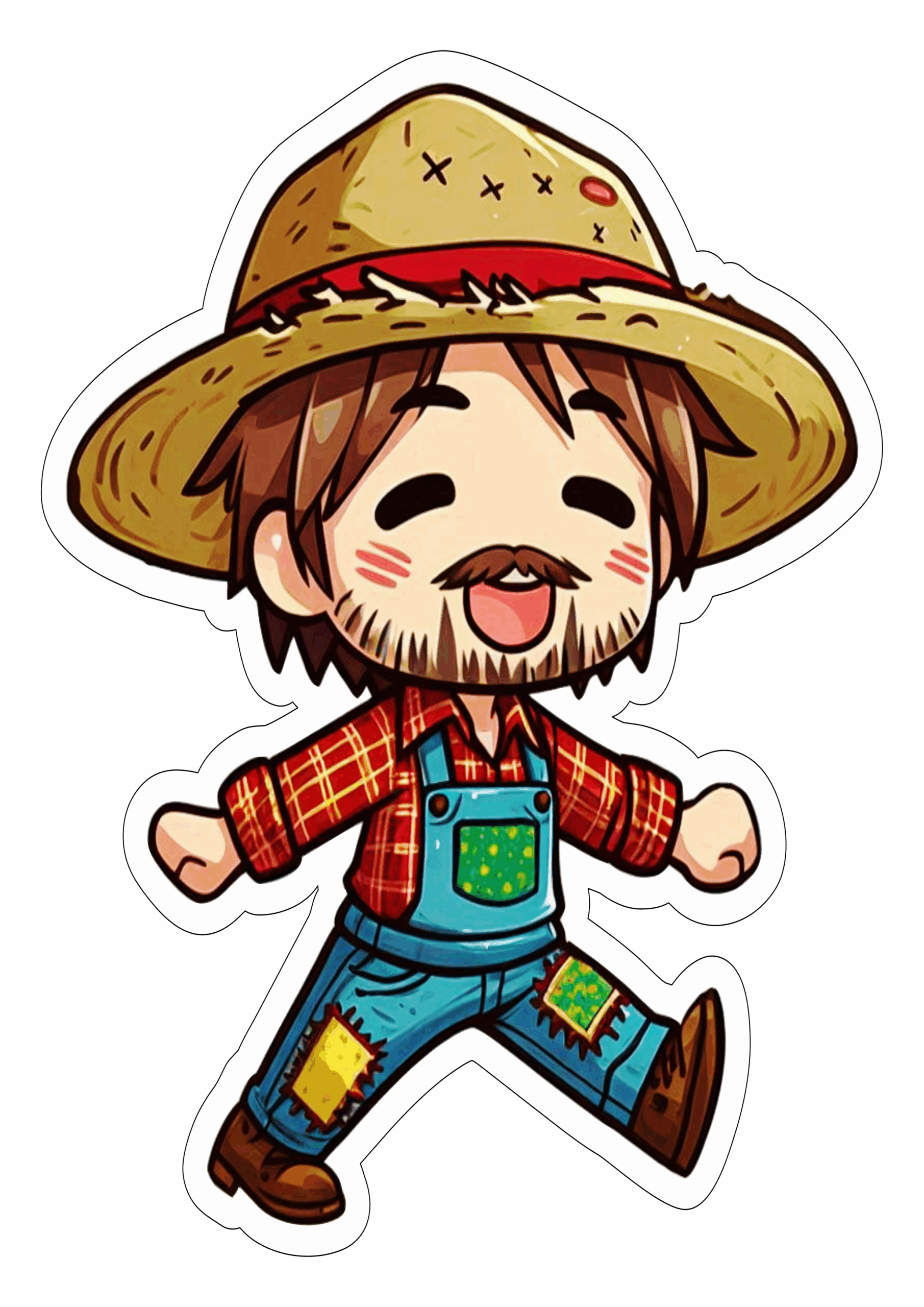 Festa junina desenho simples menino caipira chapéu de palha São João dança regional fundo transparente ilustração png