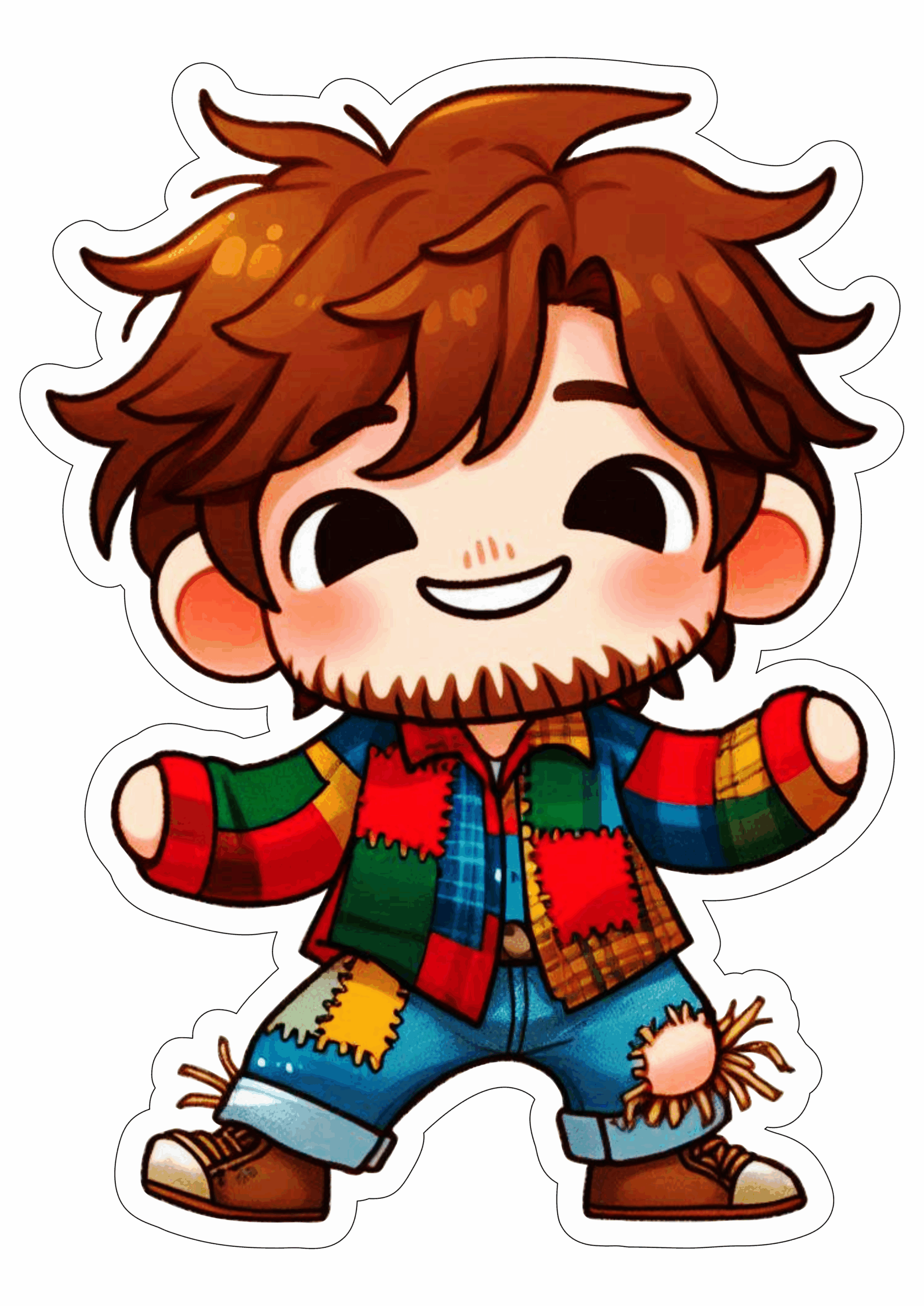 Festa junina desenho simples menino caipira chapéu de palha São João dança regional fundo transparente ilustração clipart png